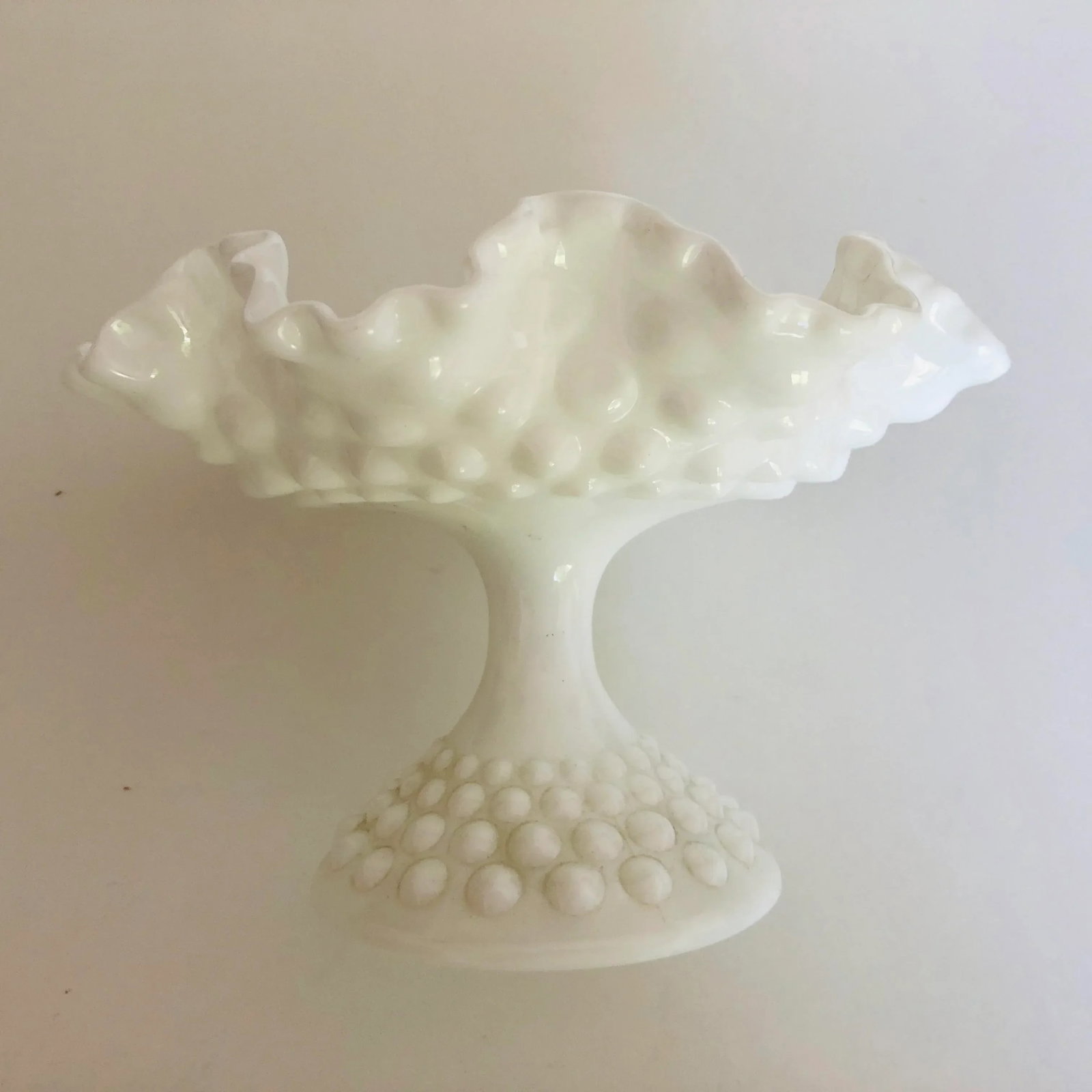 Vintage White Hobnail Milk Glass Compote - 2
