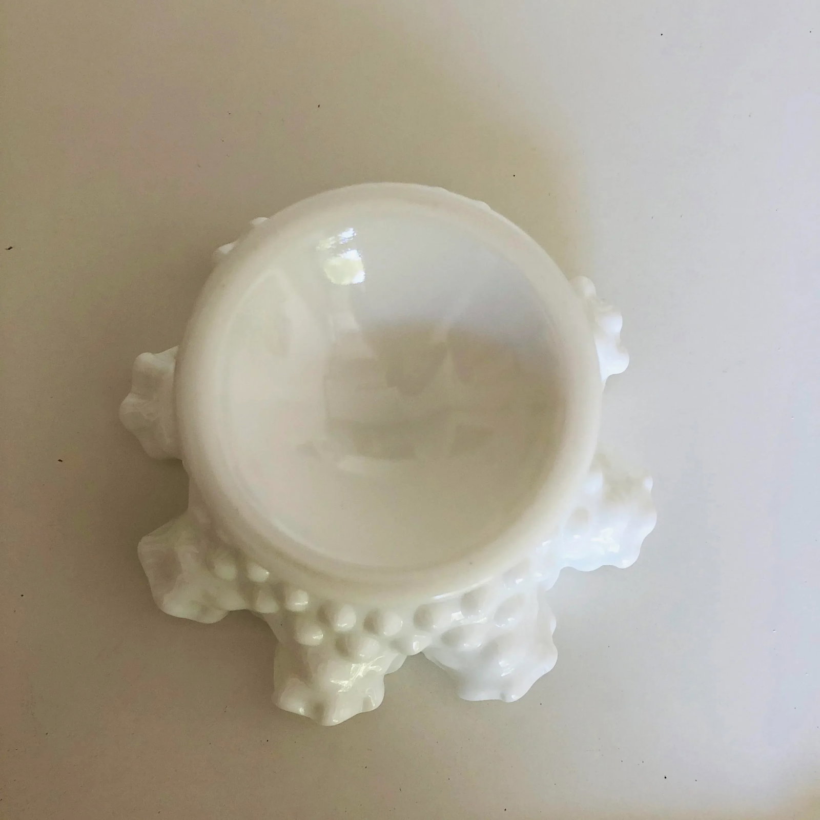 Vintage White Hobnail Milk Glass Compote - 5