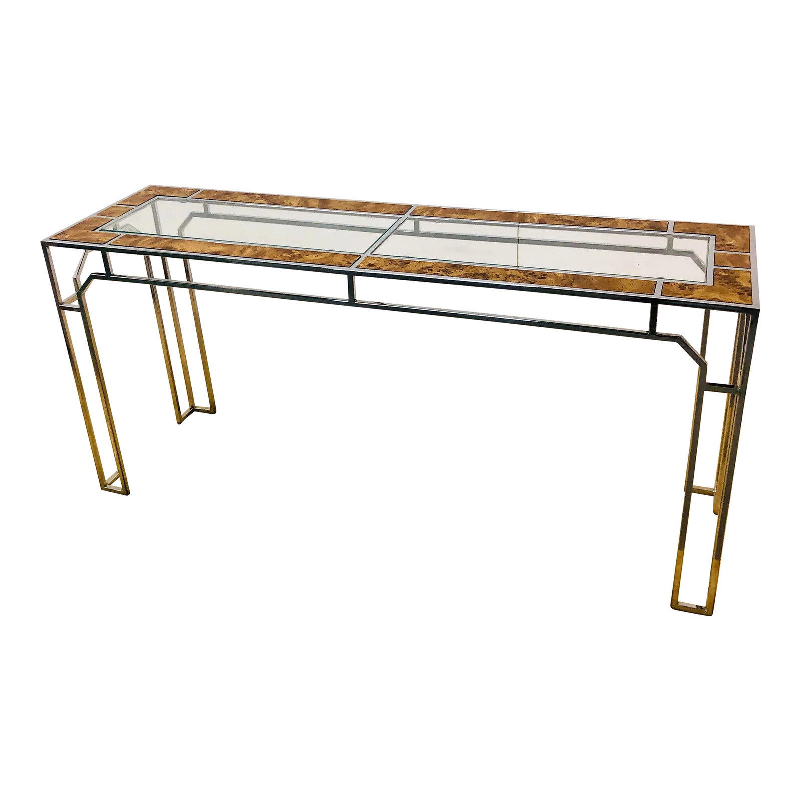 Burlwood & Chrome Console Table | Milo Baughman (1 of 11)