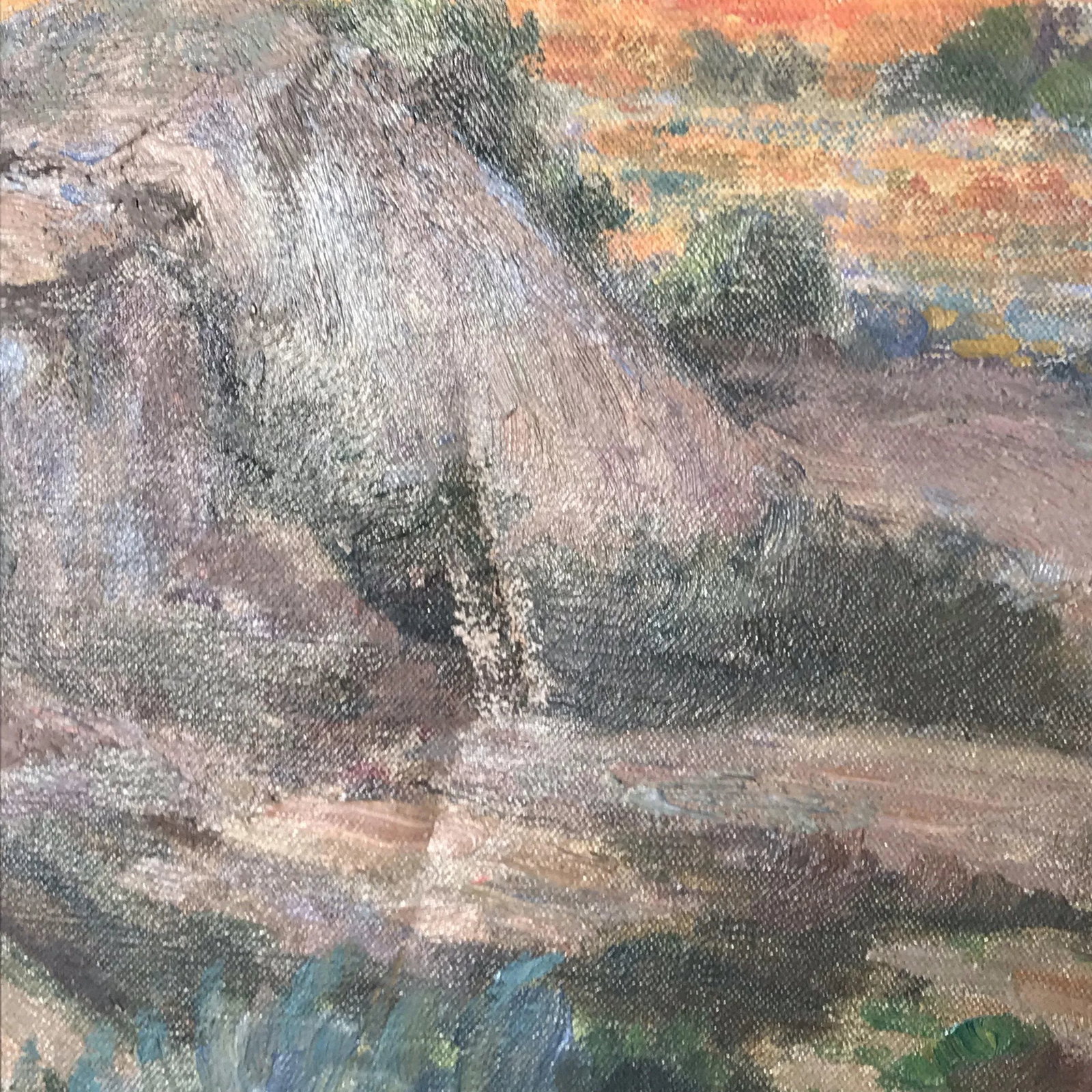 Circa 1900 French Landscape with Shepherd and Flock of Sheep Oil Painting by Charles Joseph Berges, - 8