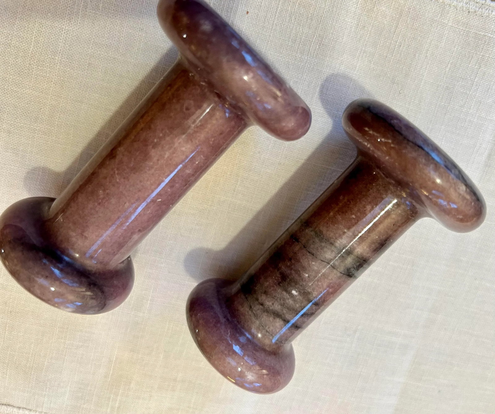 1980s Pink Granite Candlesticks - a Pair - 3