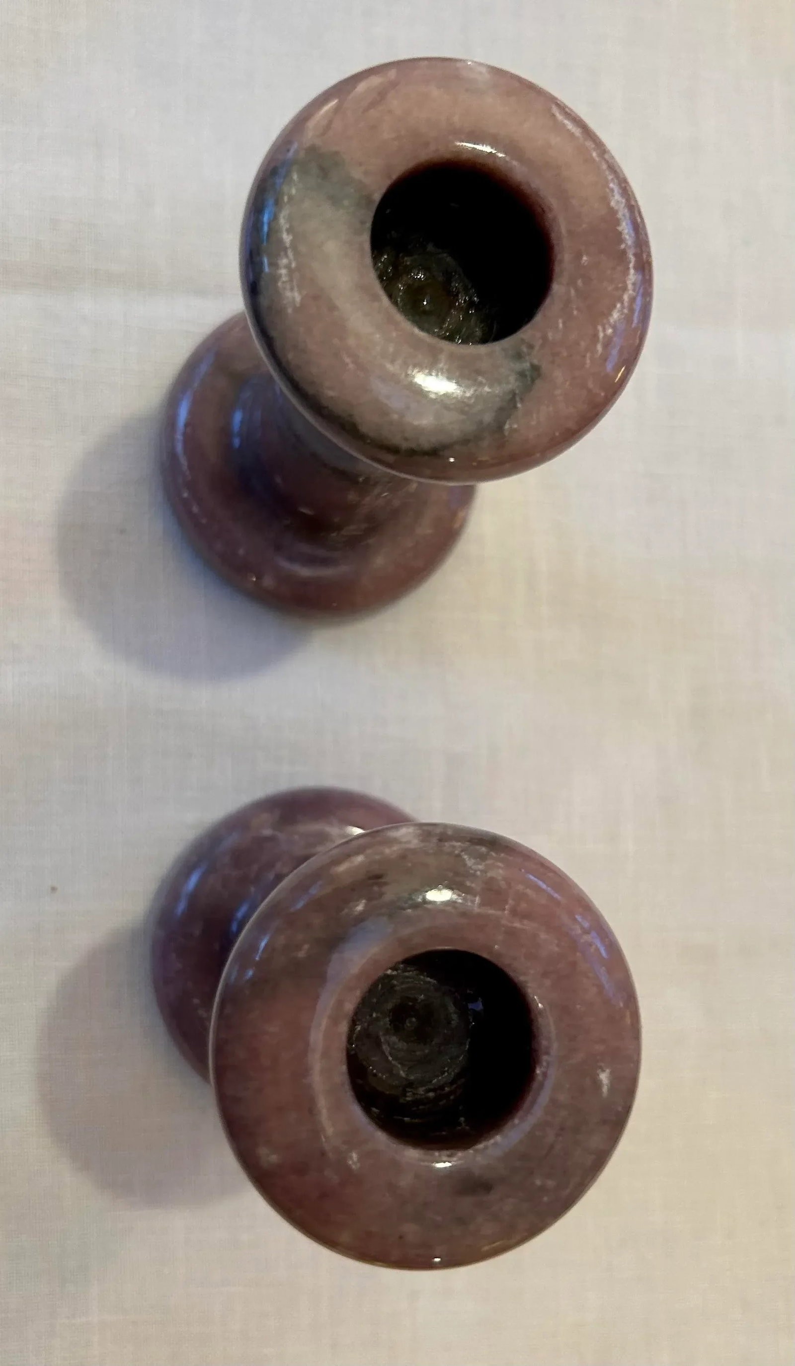 1980s Pink Granite Candlesticks - a Pair - 4