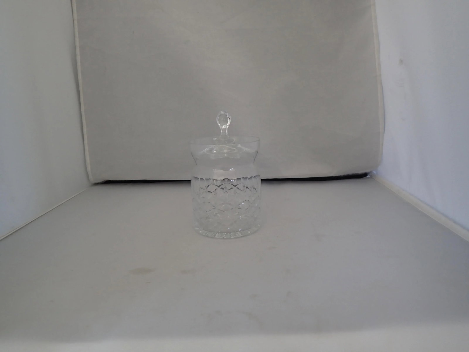 Vintage Dimond Design Cut Crystal Lidded Jam Jar - 2