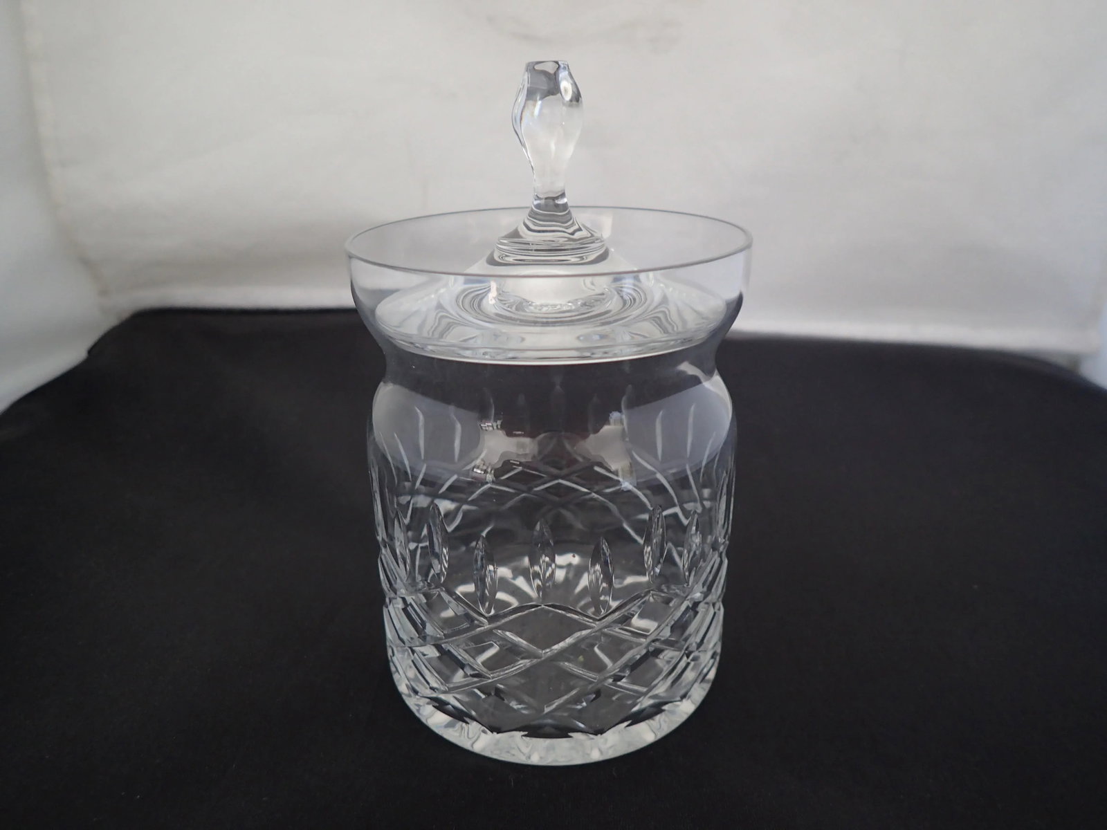 Vintage Dimond Design Cut Crystal Lidded Jam Jar - 3