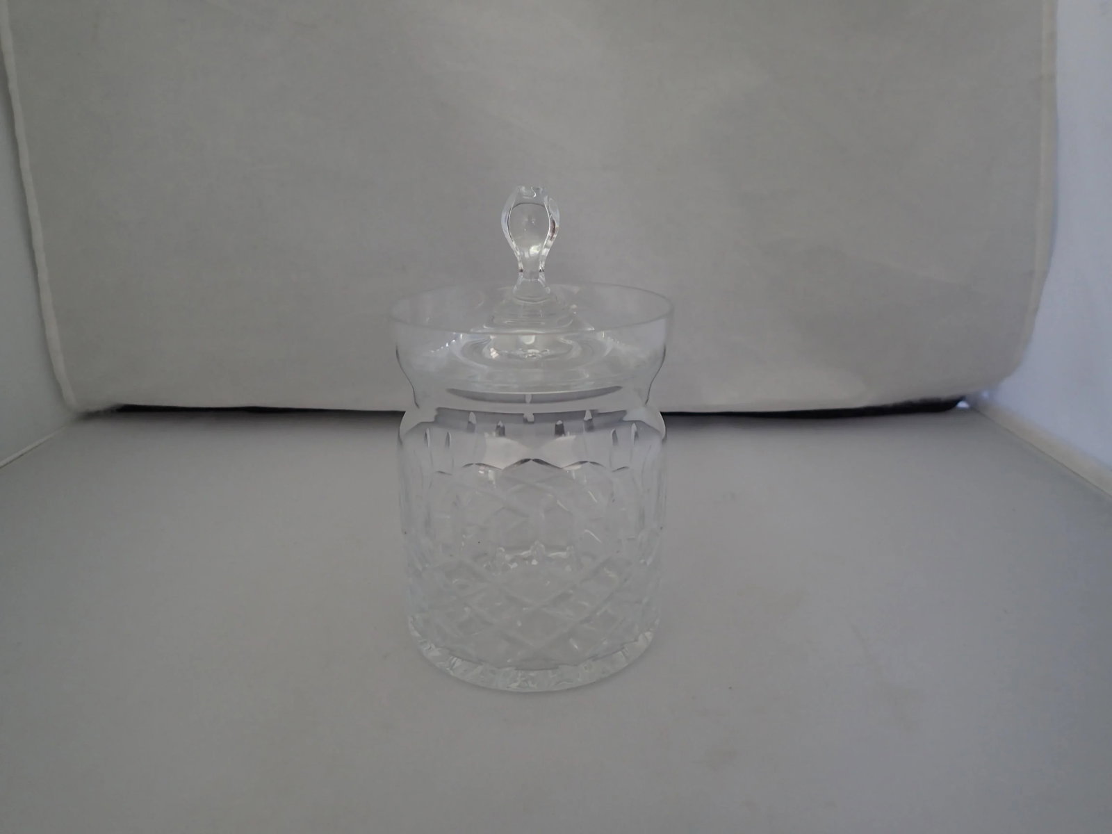 Vintage Dimond Design Cut Crystal Lidded Jam Jar - 4
