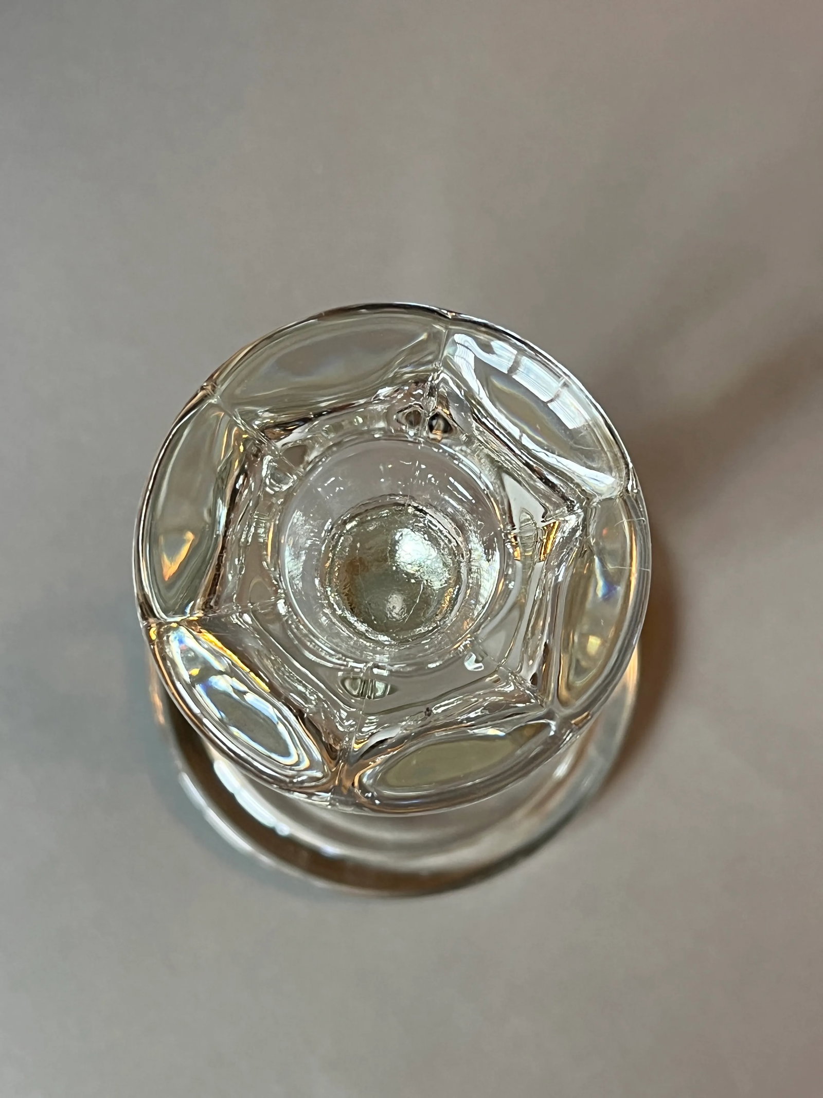 Vintage Single Crystal Glass Round Candlestick Holder - 10