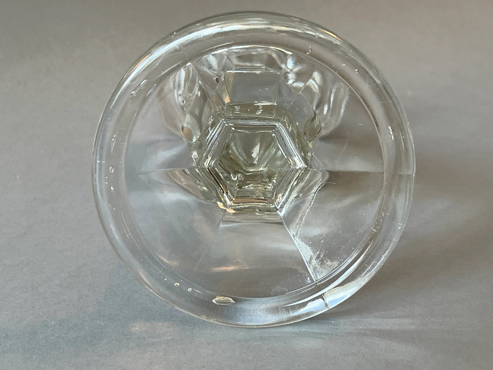 Vintage Single Crystal Glass Round Candlestick Holder - 11
