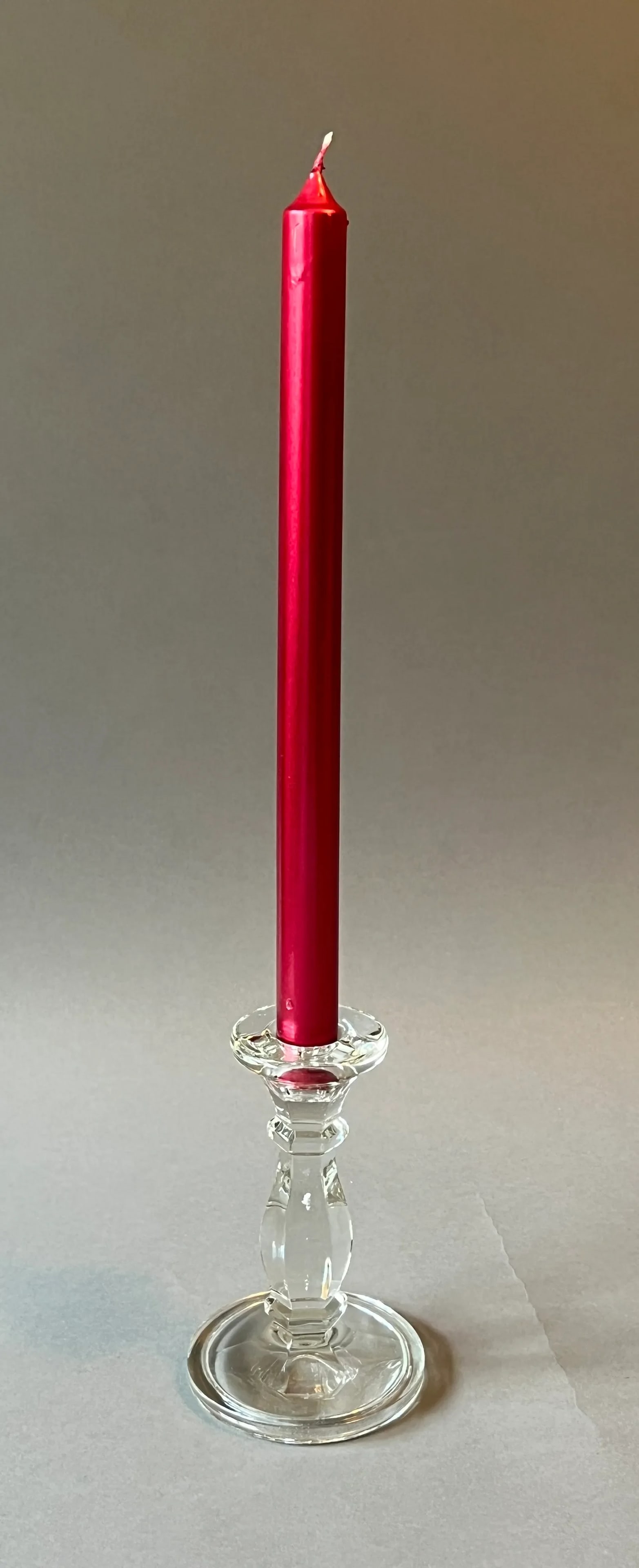 Vintage Single Crystal Glass Round Candlestick Holder - 2