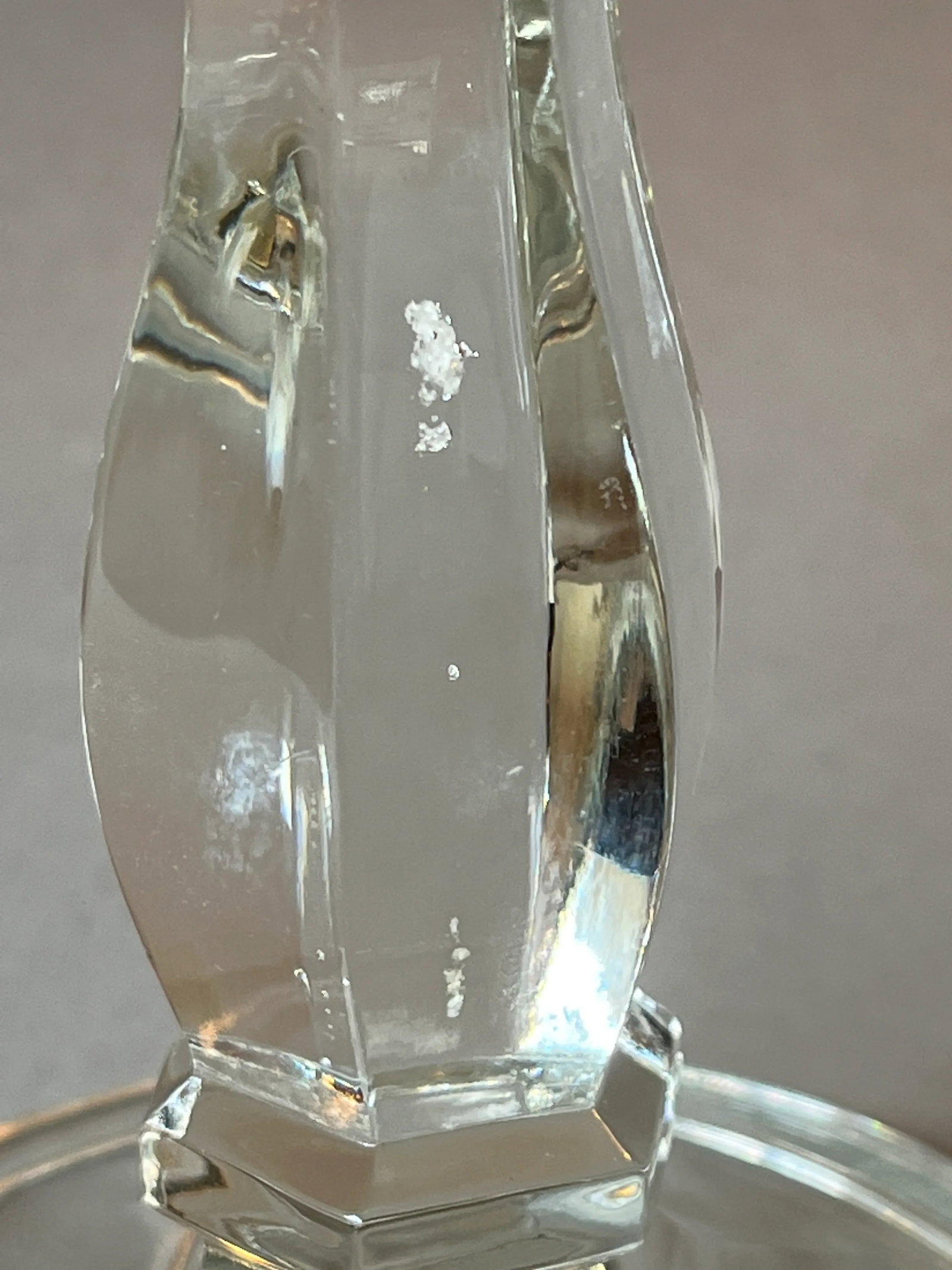 Vintage Single Crystal Glass Round Candlestick Holder - 5
