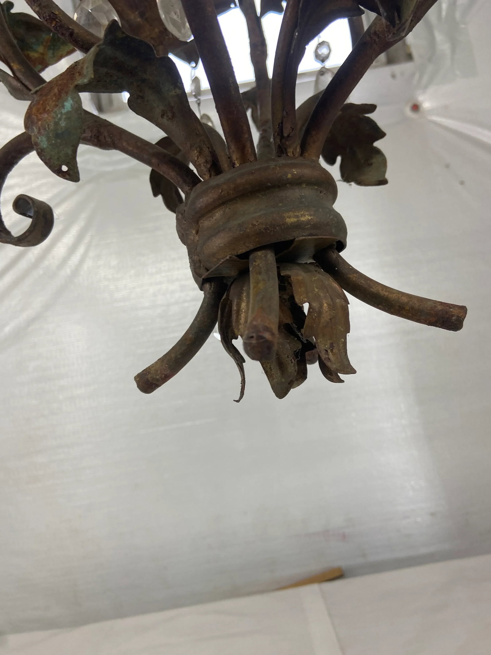 Tole and Crystal Floral Chandelier - 10
