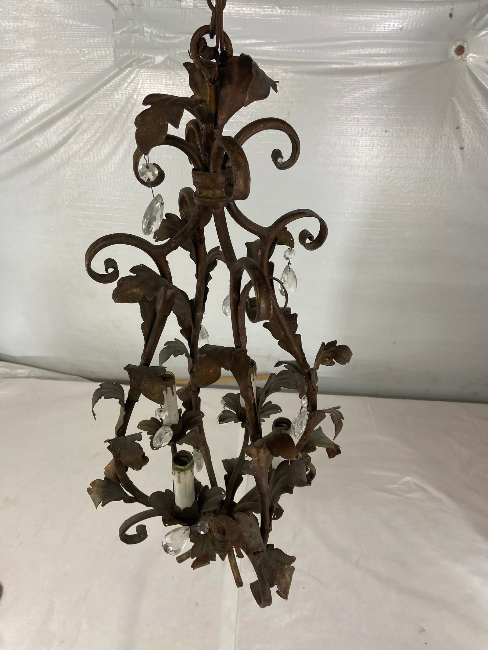 Tole and Crystal Floral Chandelier - 5