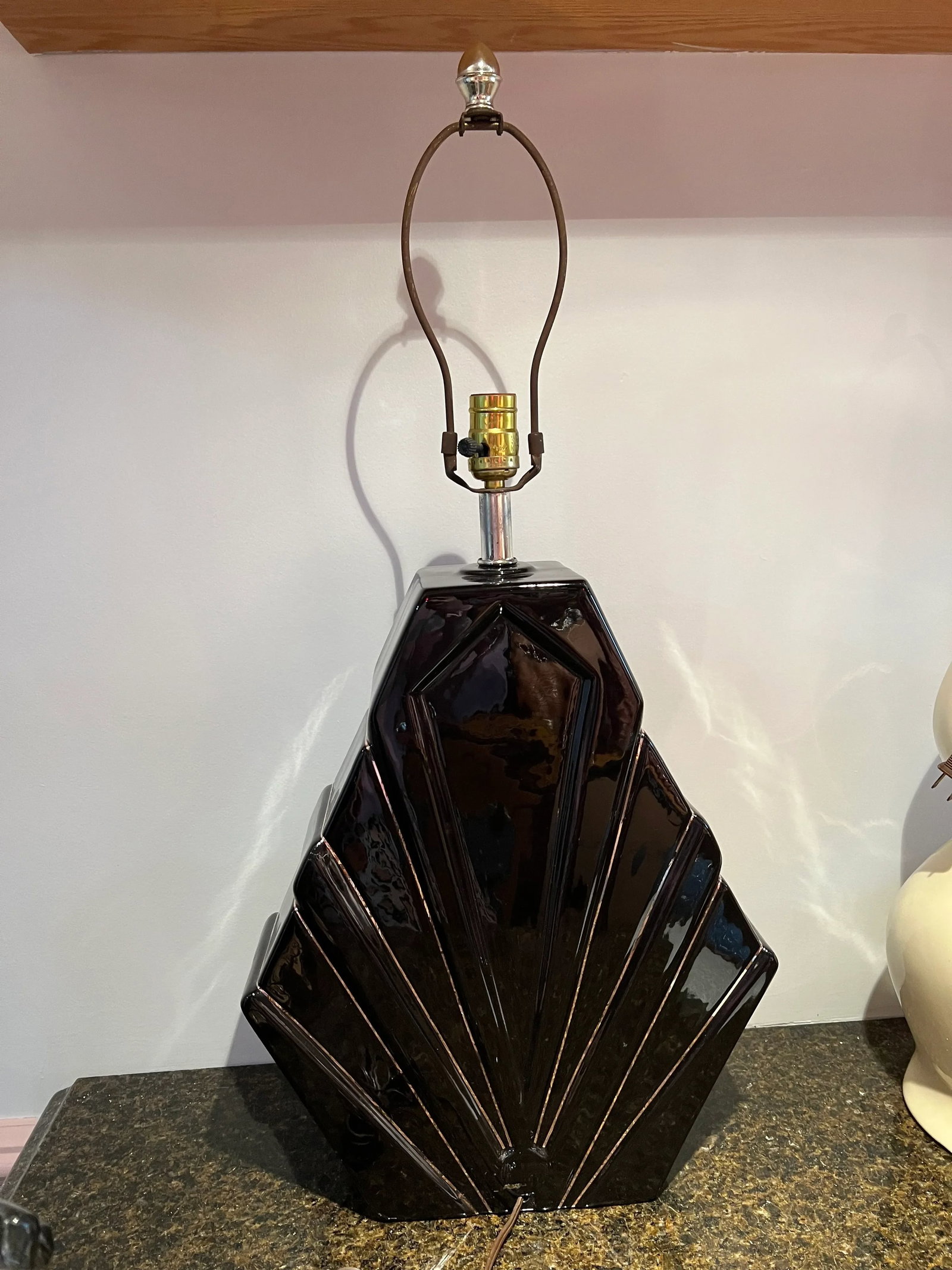 1980 Large Art Deco Black Table Lamp - 2