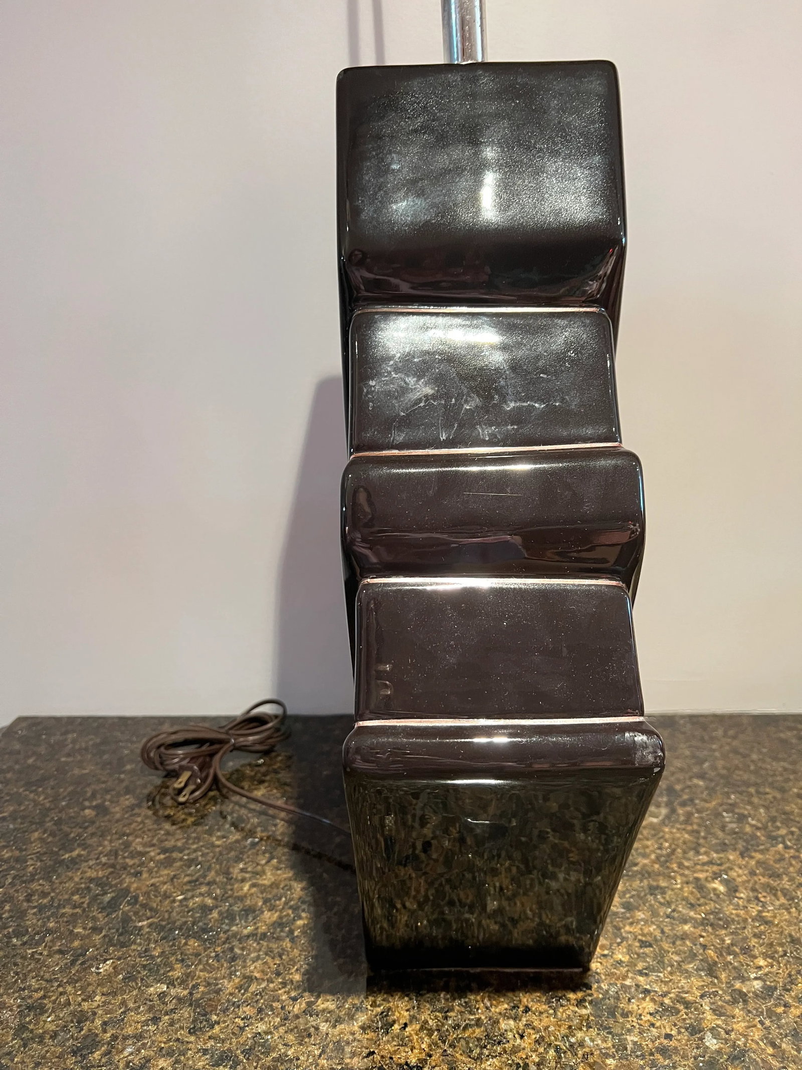 1980 Large Art Deco Black Table Lamp - 4