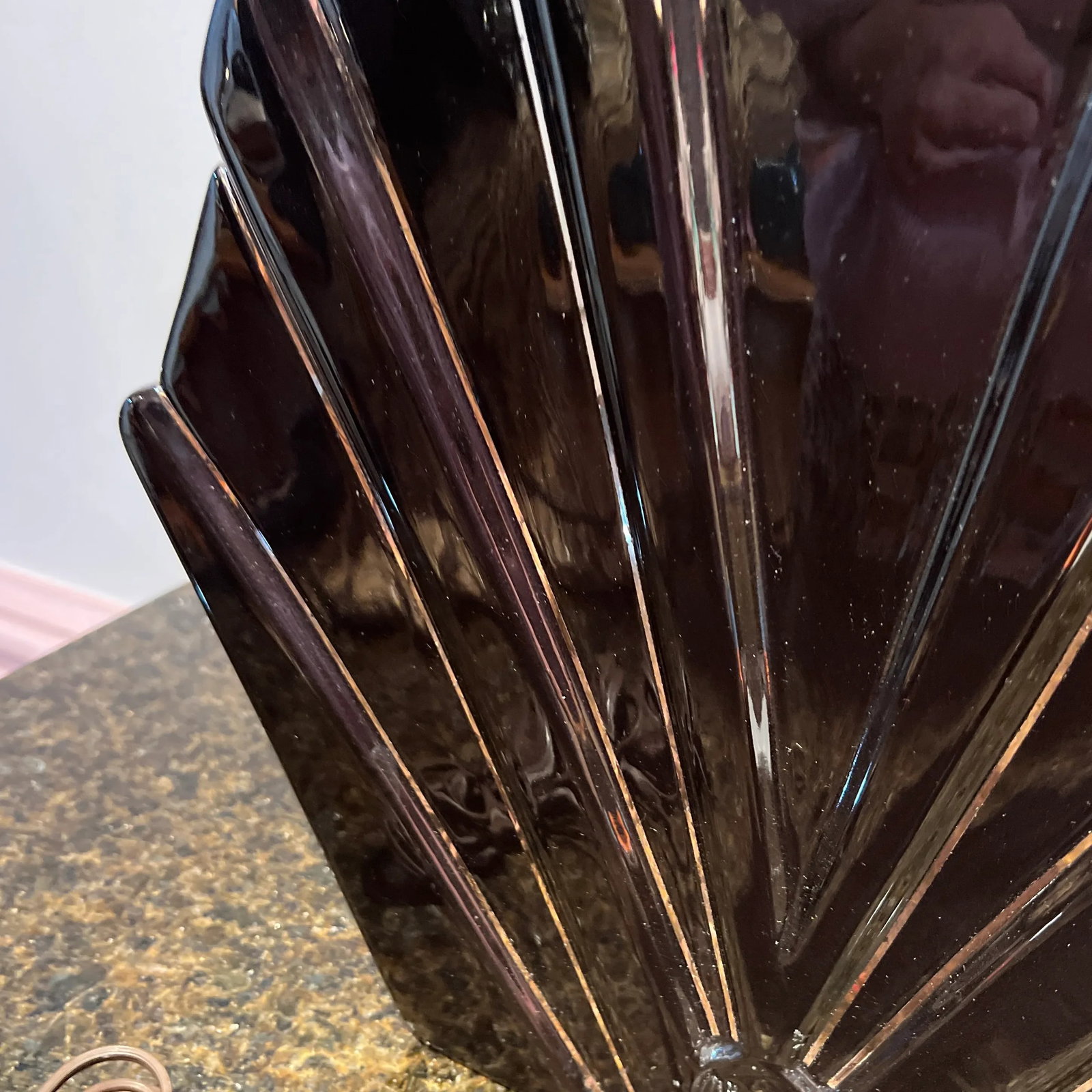 1980 Large Art Deco Black Table Lamp - 8