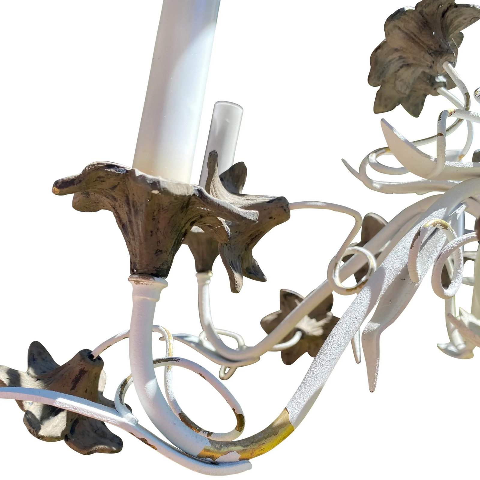 Late 19th Century Antique French Painted Iron With Lillies Chandelier - 4