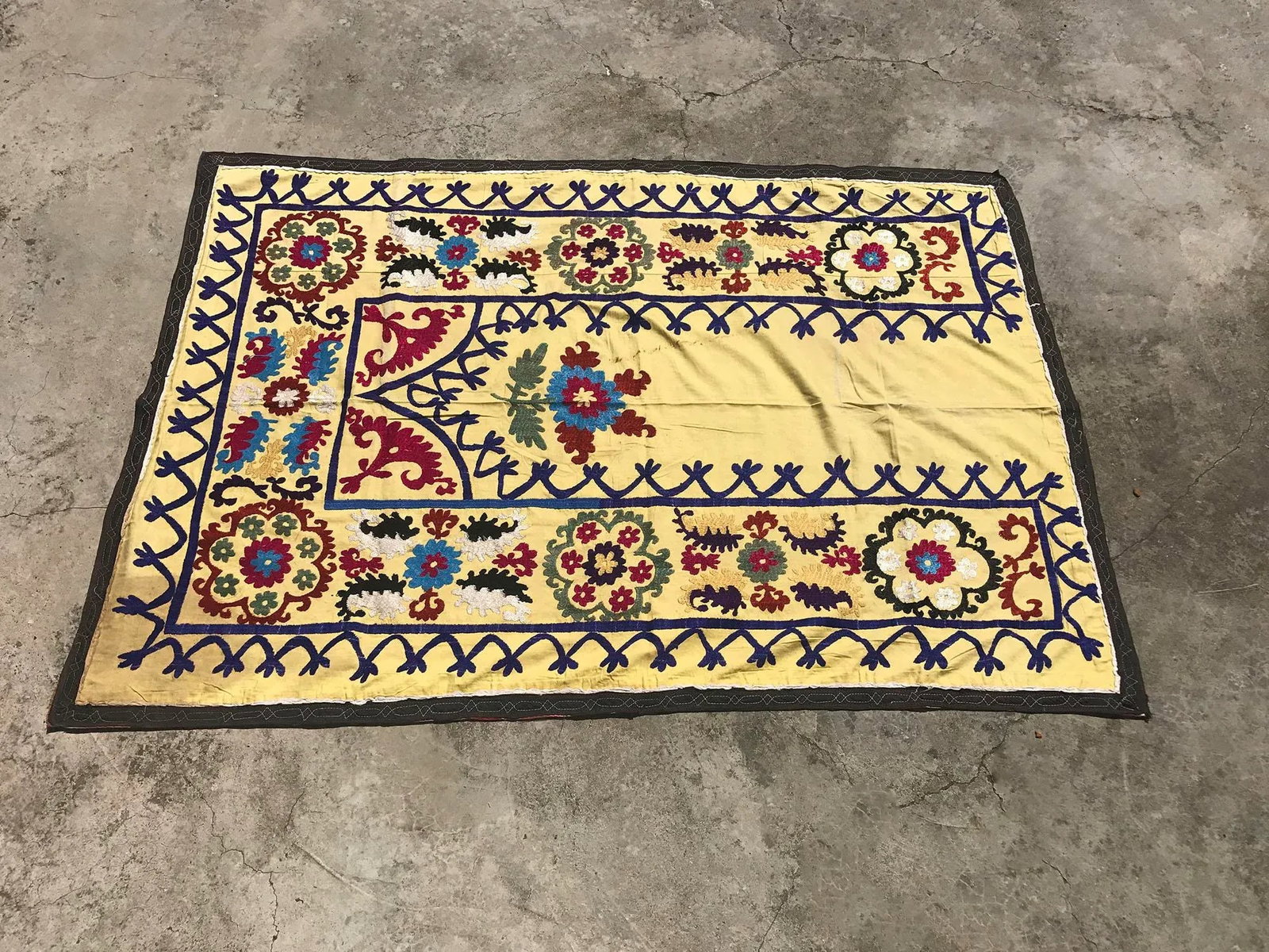 Handmade Yellow Suzani Textile - 4