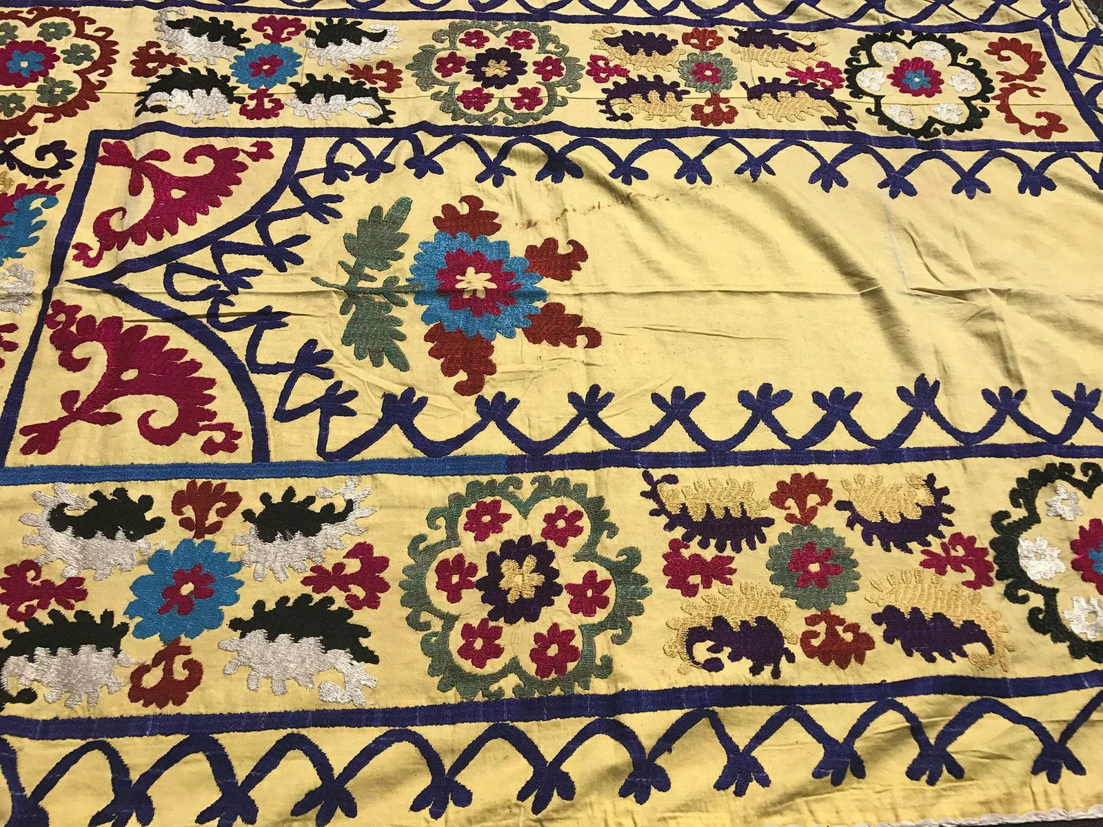 Handmade Yellow Suzani Textile - 5