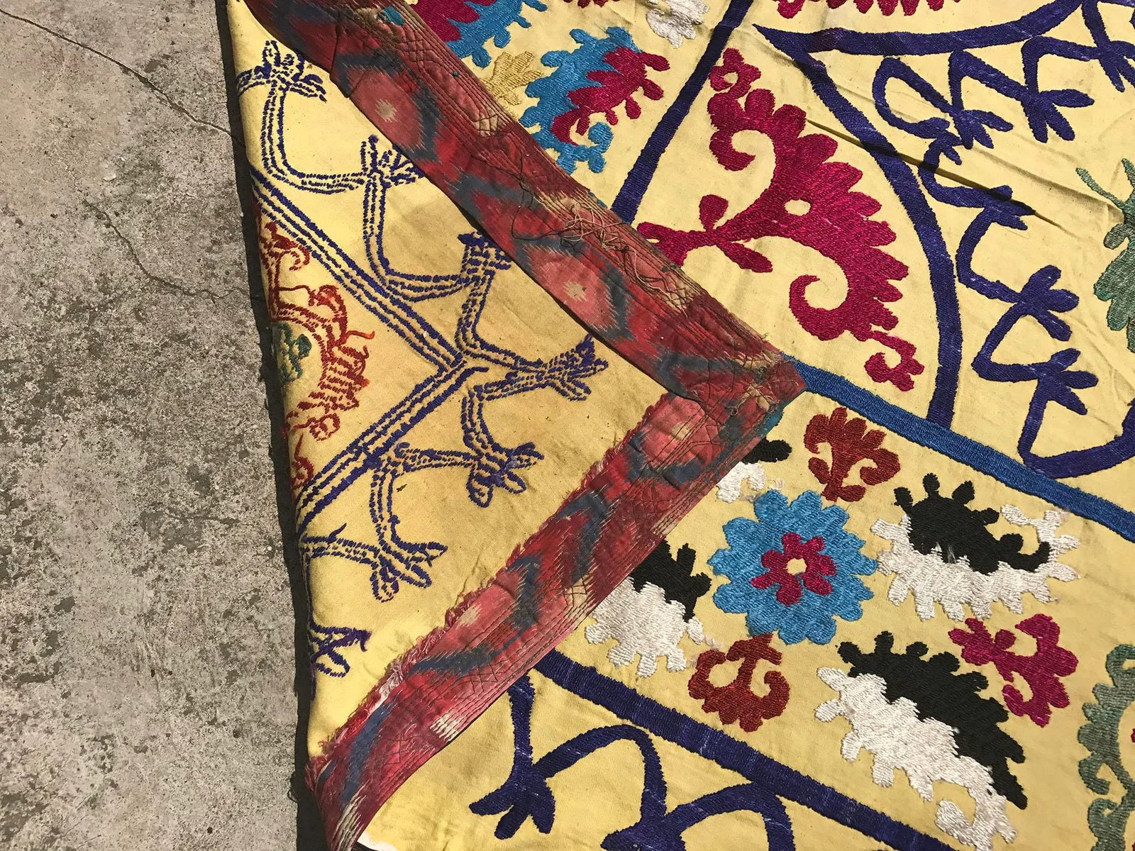 Handmade Yellow Suzani Textile - 6