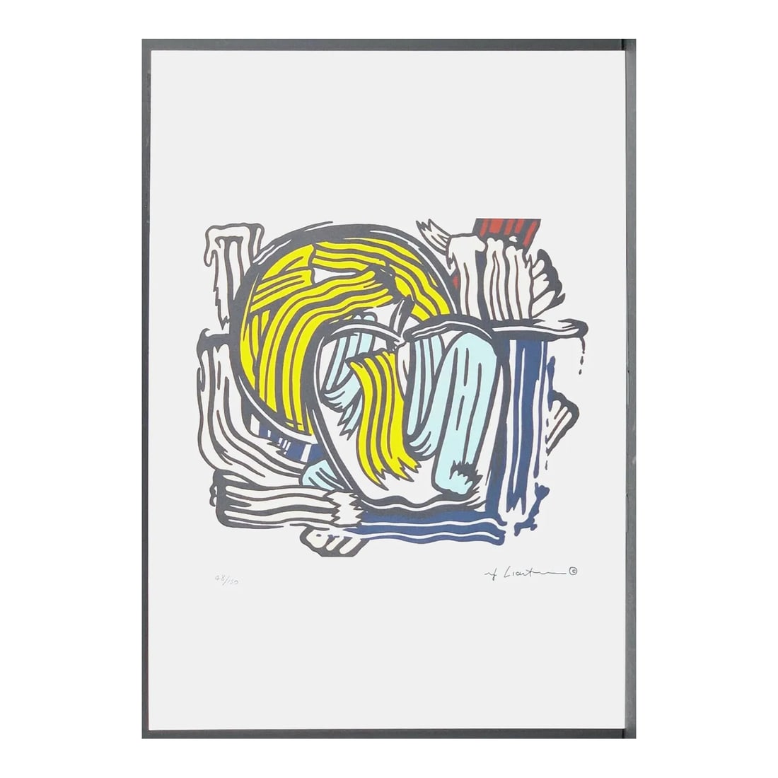 Roy Lichtenstein "Apple and Grapefruit" Pop Art Signed Lithograph 1980s: Roy Lichtenstein (American, 1923-1997) Apple and Grapefruit 1980 Lithography signed and numbered Edition 48/150 Stamped by Castelli in New York City and Styria Studio. Pop artist Roy Lichtenstein