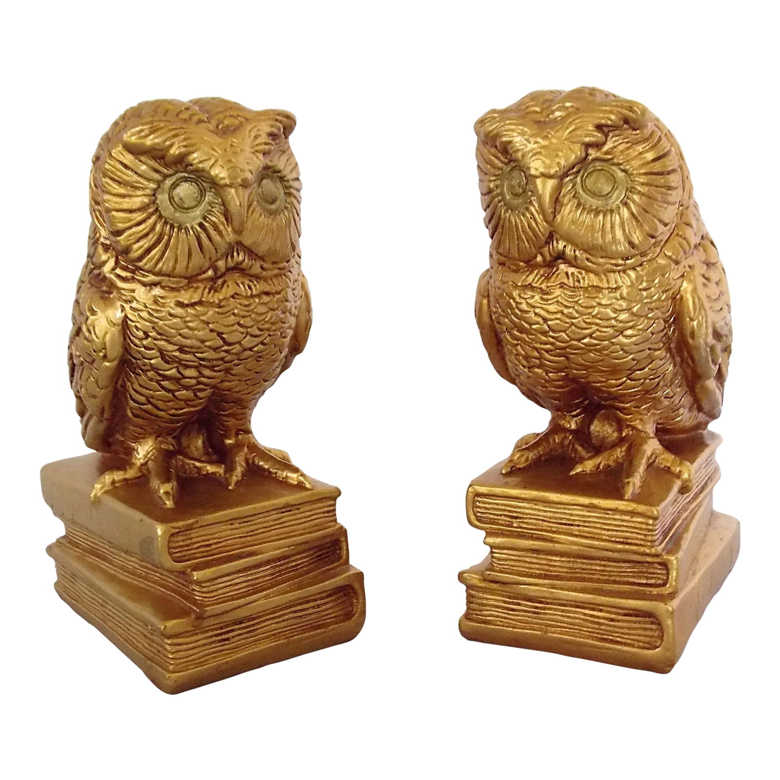 1960s Gilded Owl Bookends or Doorstops, Pair (1 of 13)