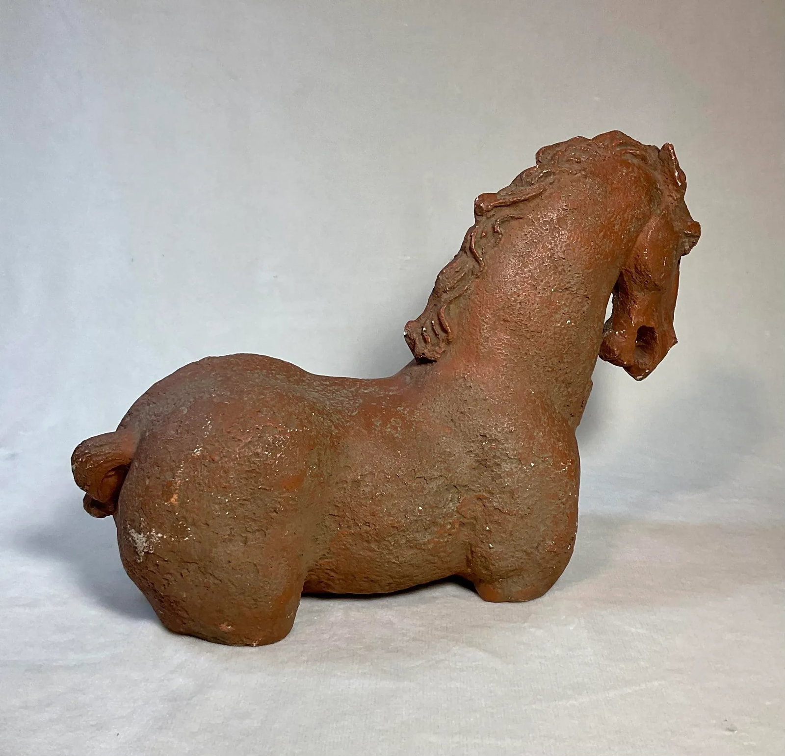 Vintage 1960s Mid Century Chinese Tang Dynasty Bitossi Style Sitting Horse Statue - 4