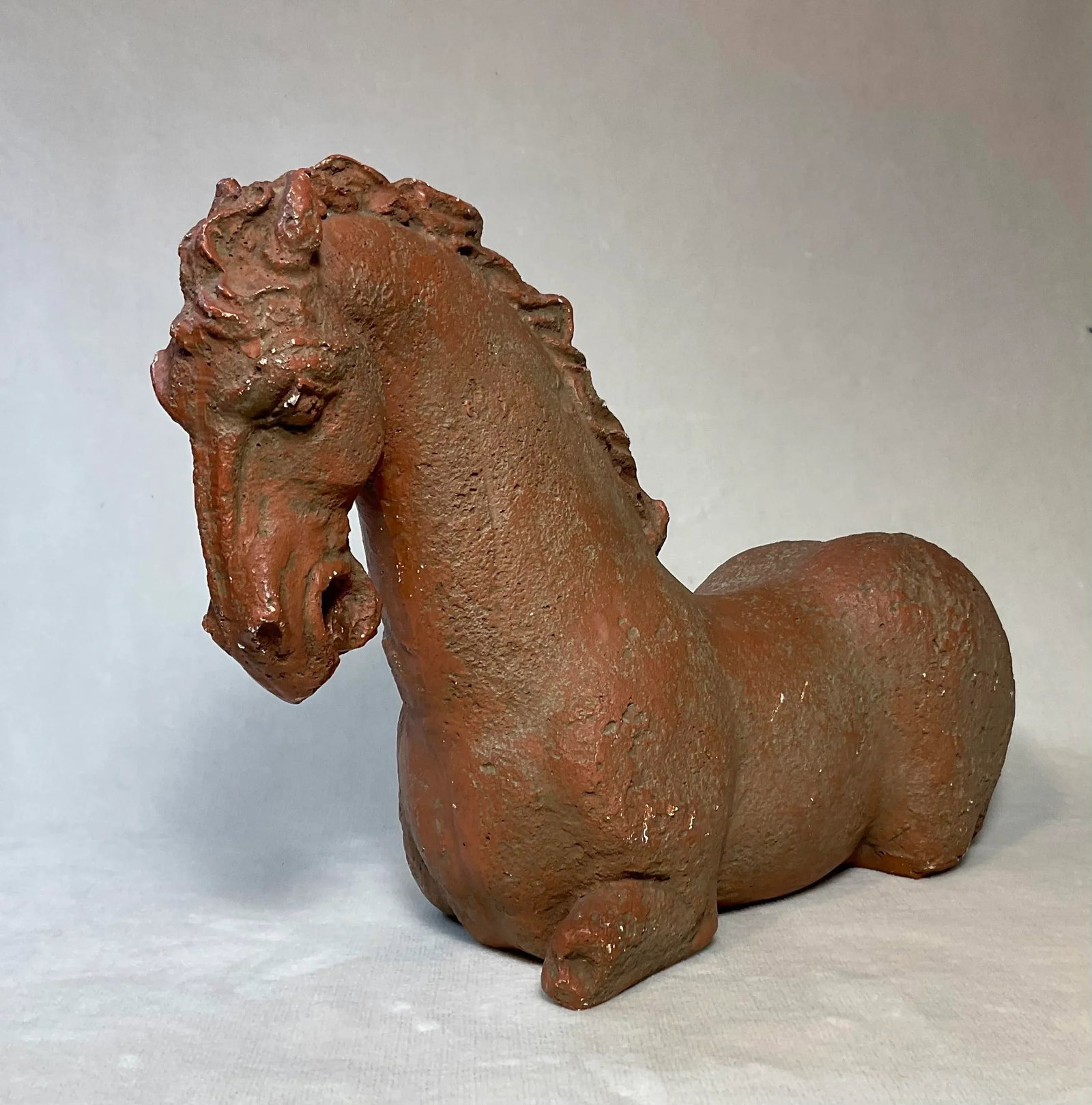 Vintage 1960s Mid Century Chinese Tang Dynasty Bitossi Style Sitting Horse Statue - 6