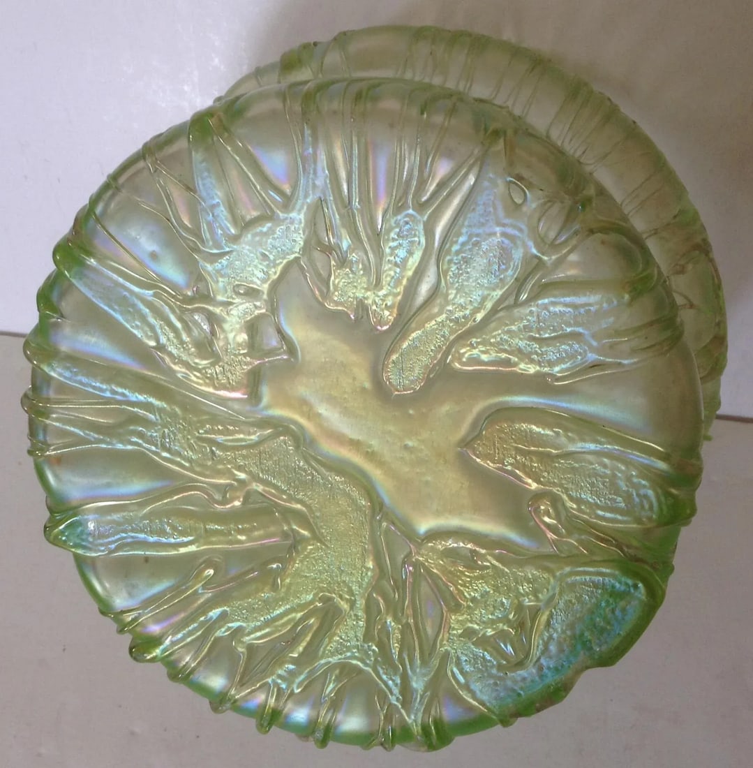 Loetz Iridescent Tree Bark Vase With Metal Wreath Collar - 3