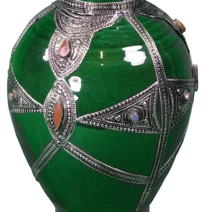 Late 20th Century Moroccan Silver Inlaid Ceramic Vase - 2