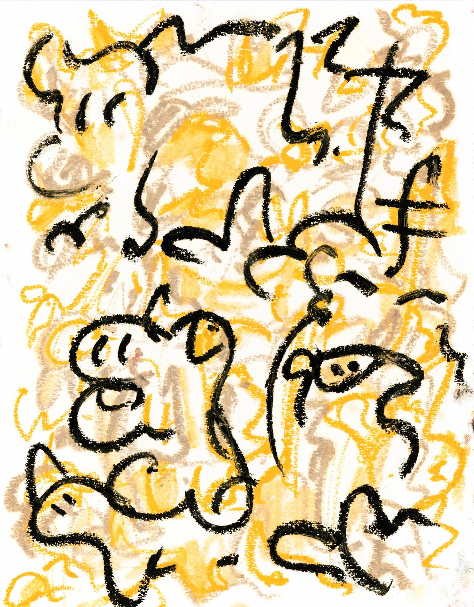 "Dancing Animals" Harrison Gilman Contemporary Abstract Drawing, Matted - 2