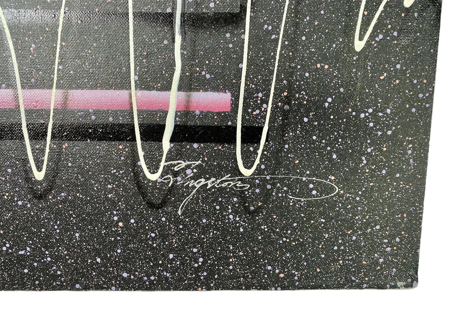 1980s Memphis Style Postmodern Sci-Fi Signed Acrylic Painting on Canvas in the Style of J Kugler - 6