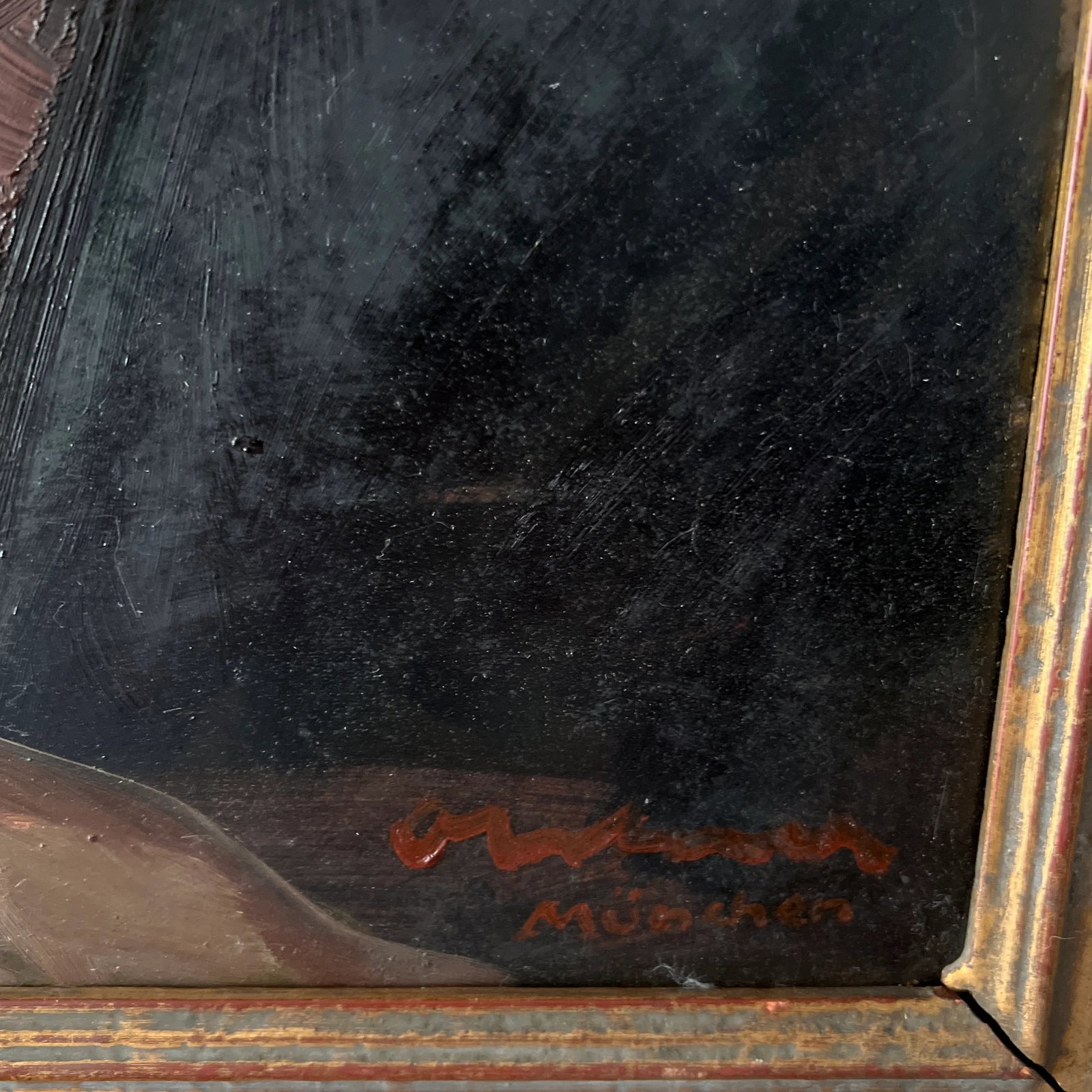 1900 German School Oil Painting on Board of a Reclining Female Nude, Framed and Signed - 5