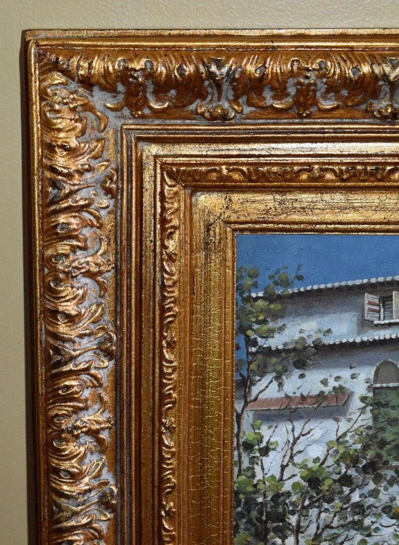 Vintage Venetain Style Oil on Canvas Painting W/Gilded Wood Frame - 10
