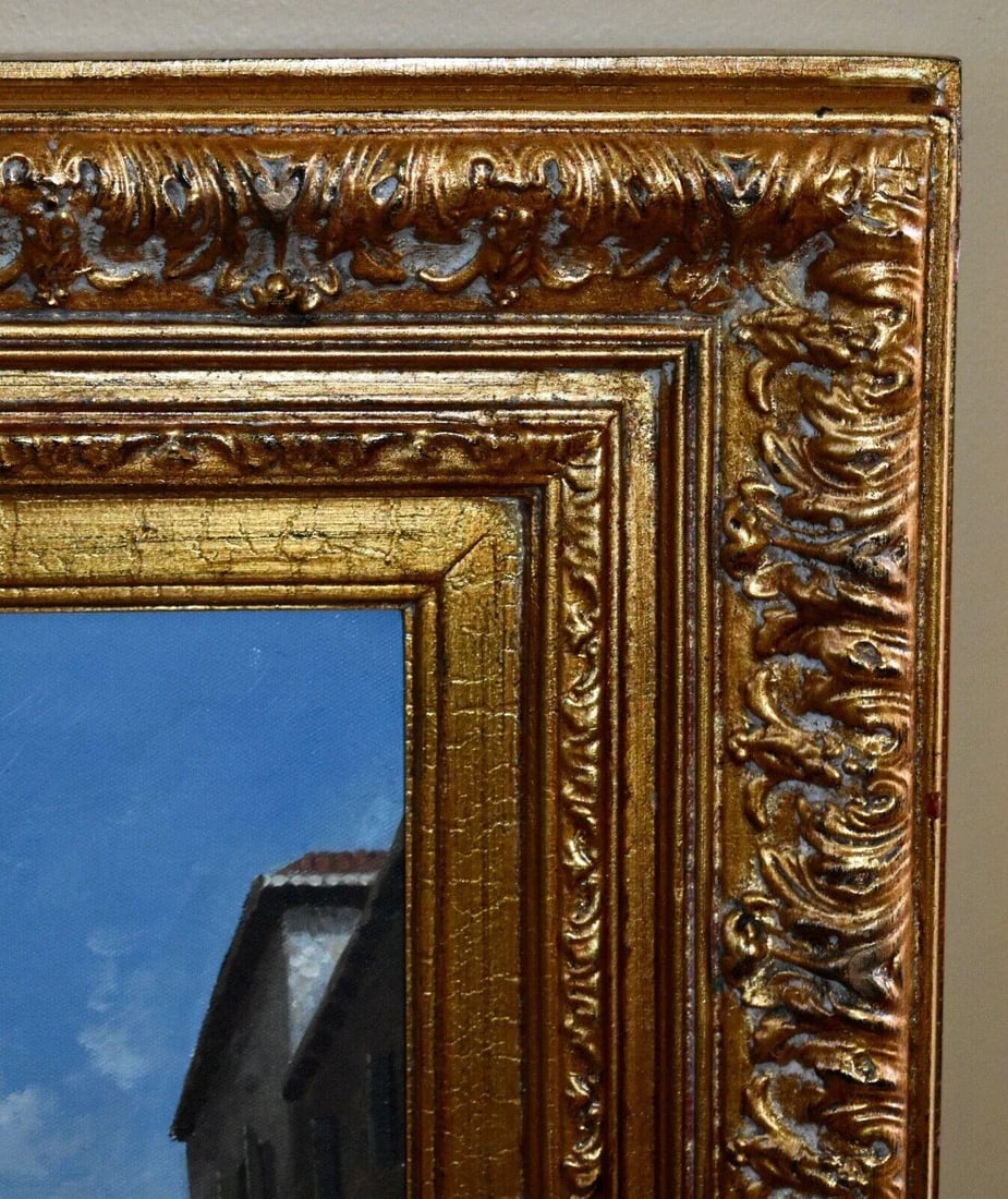 Vintage Venetain Style Oil on Canvas Painting W/Gilded Wood Frame - 8