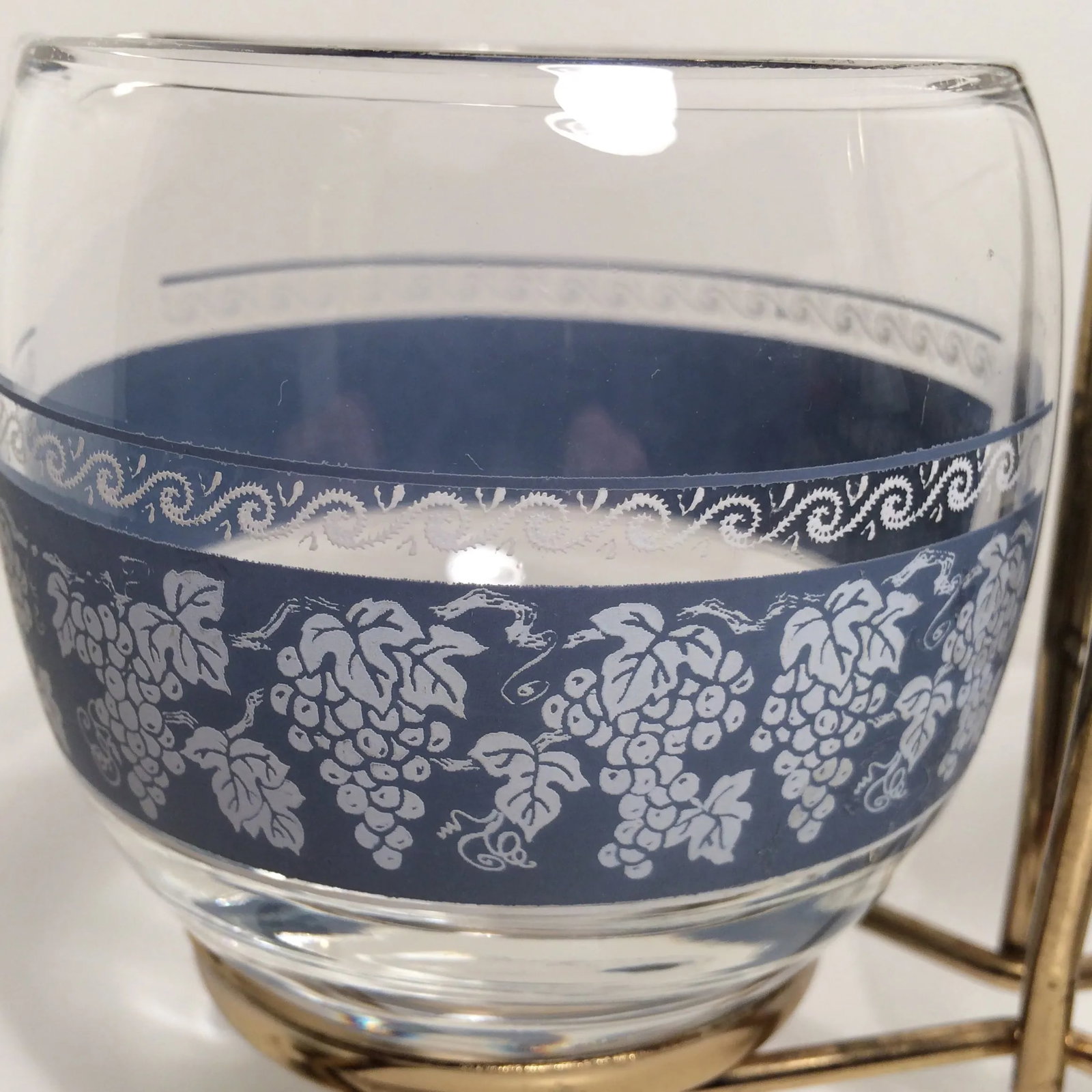 Creamer and Sugar With Grape Design in Caddie - 2