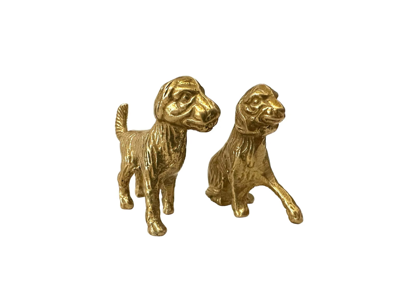 Vintage Brass Mini Spaniel Dogs - Set of 2 - 3
