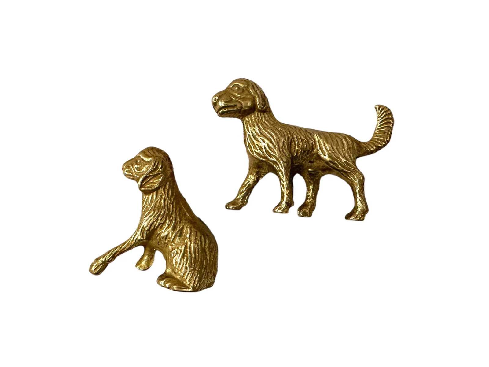 Vintage Brass Mini Spaniel Dogs - Set of 2 - 4