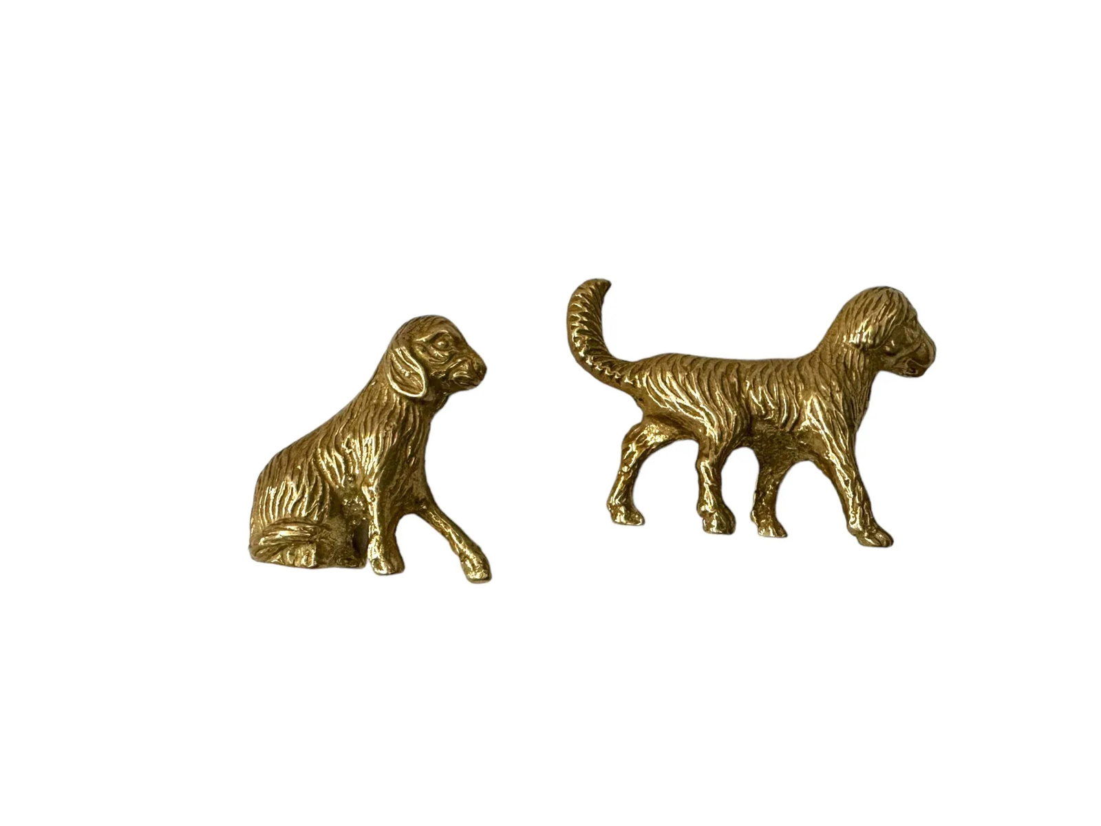 Vintage Brass Mini Spaniel Dogs - Set of 2 - 6