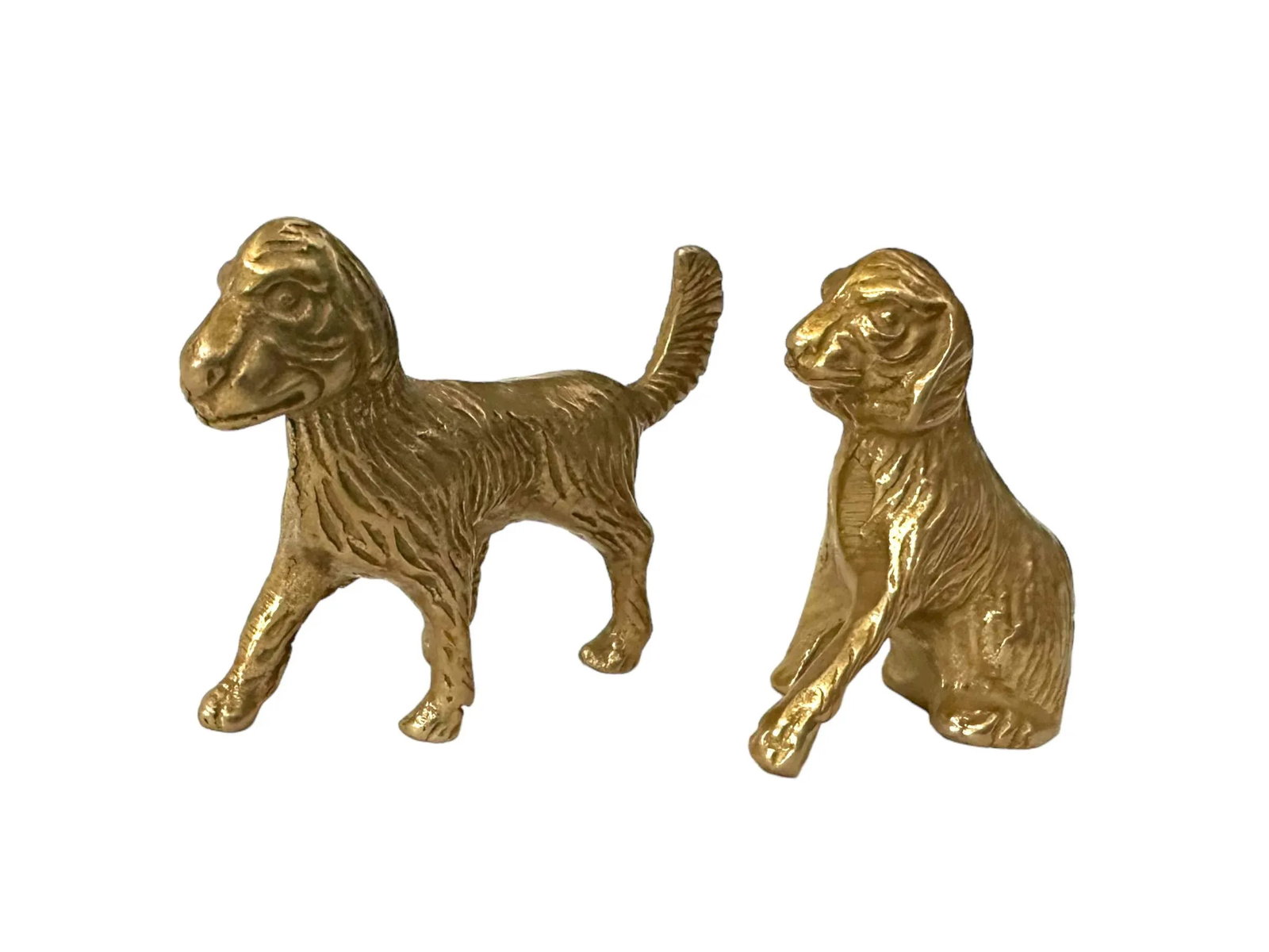 Vintage Brass Mini Spaniel Dogs - Set of 2 - 7