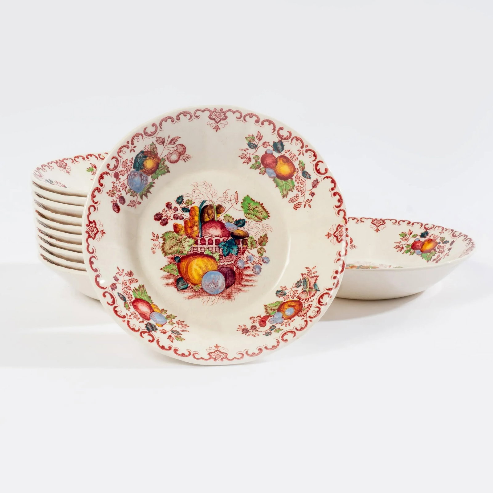 Vintage Mason's Ironstone Berry Bowls - Fruit Basket Pattern- Set of 12 - 3