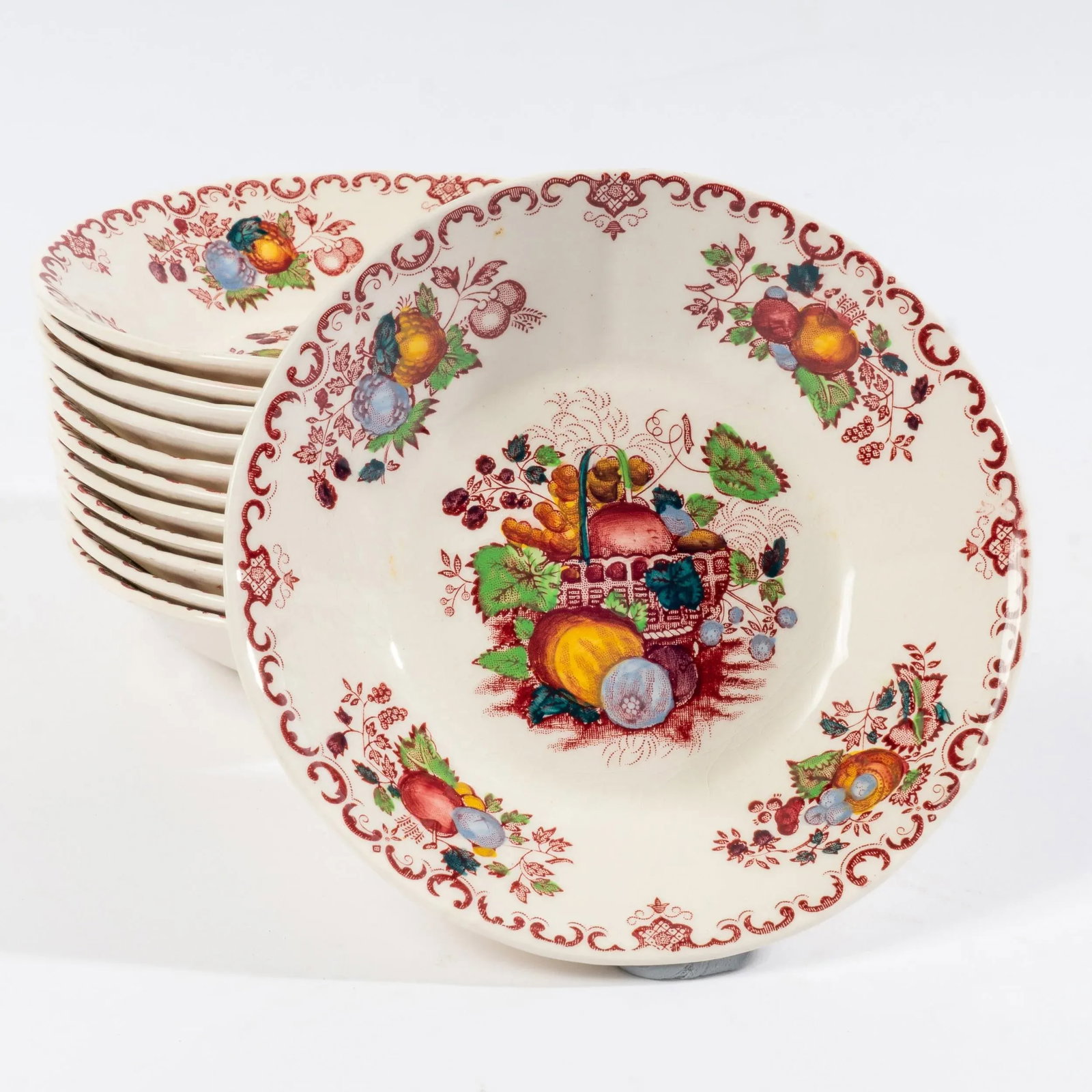 Vintage Mason's Ironstone Berry Bowls - Fruit Basket Pattern- Set of 12 - 5