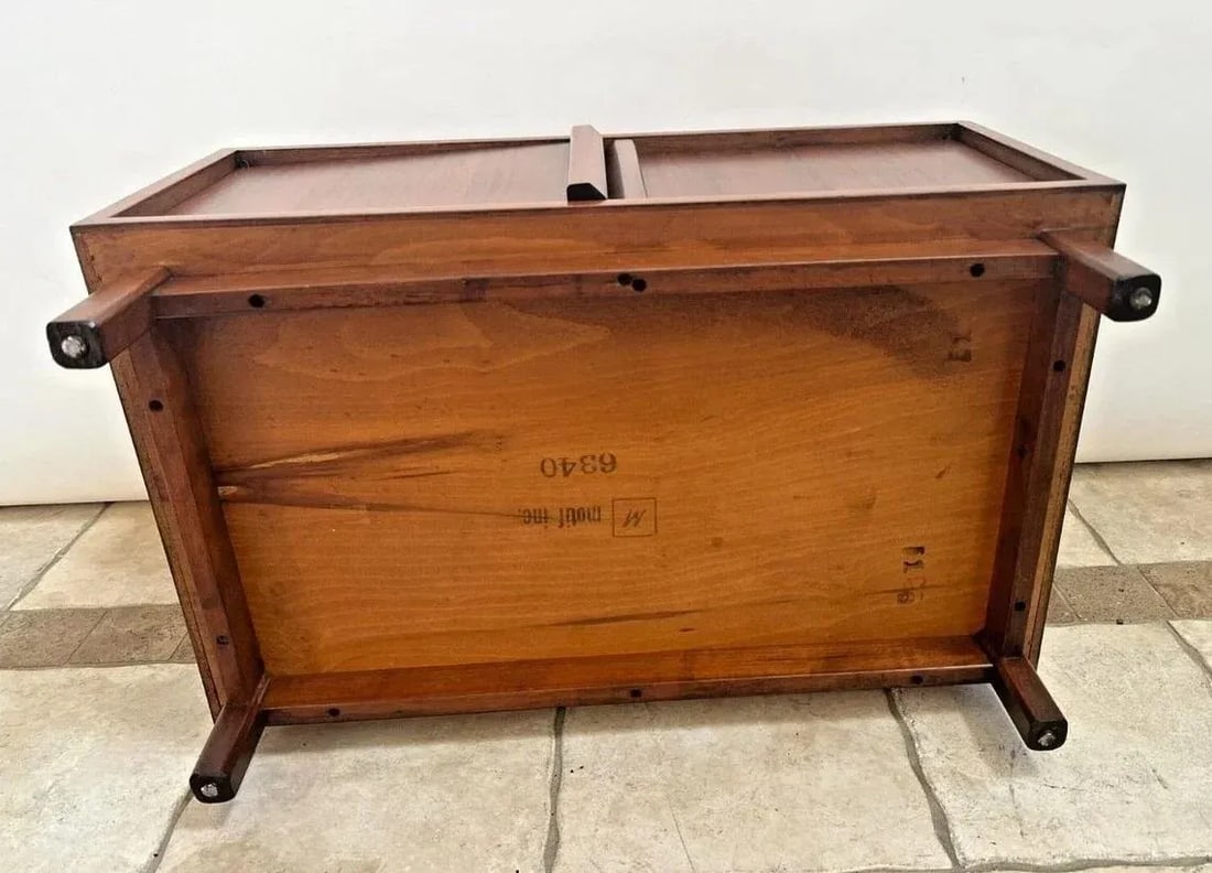 1960s Mid Century Modern Magazine Record Cabinet Coffee Table Push Double Doors - 2