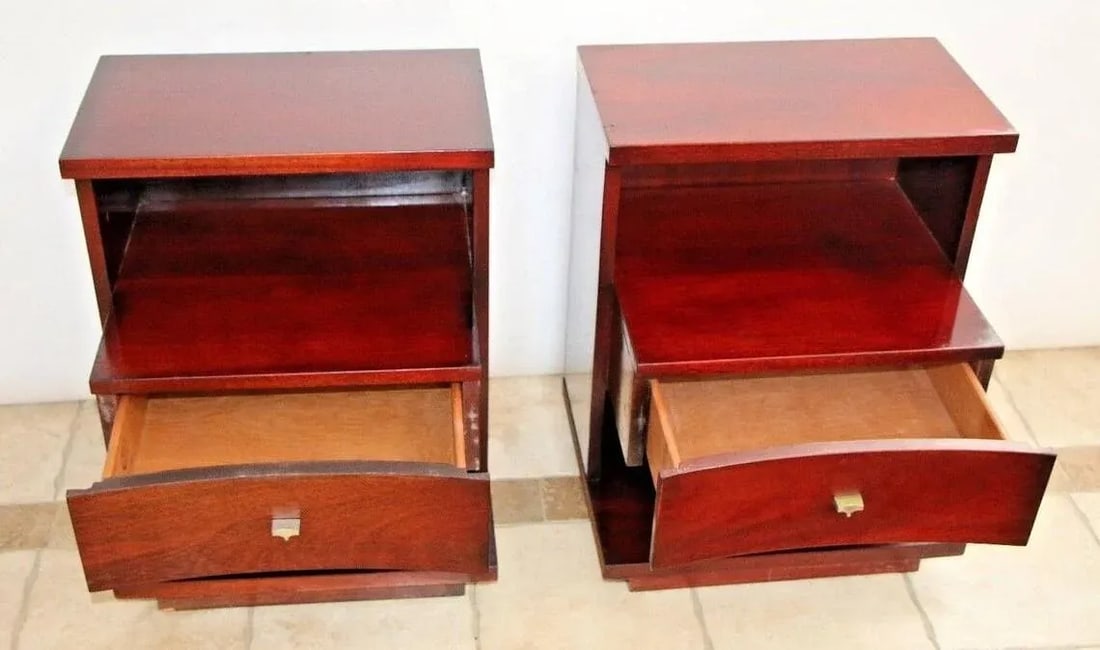 1950s Three Tier Kent Coffey the Sovereign Nightstands with Middle Drawer - a Pair - 3