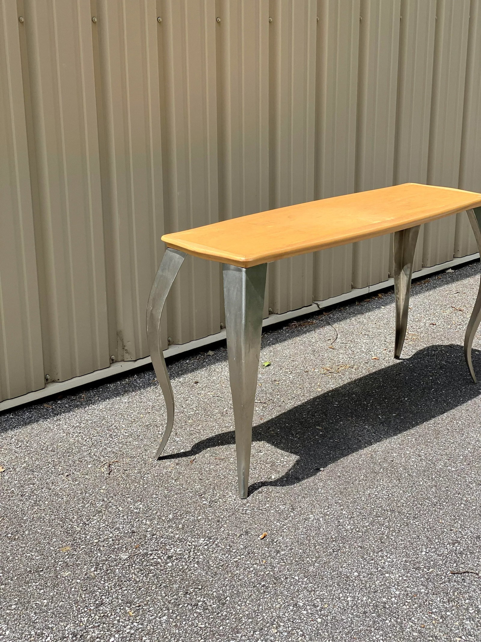 Late 20th Century Modern Squiggle Leg Console Sofa Table With Wooden Top - 12