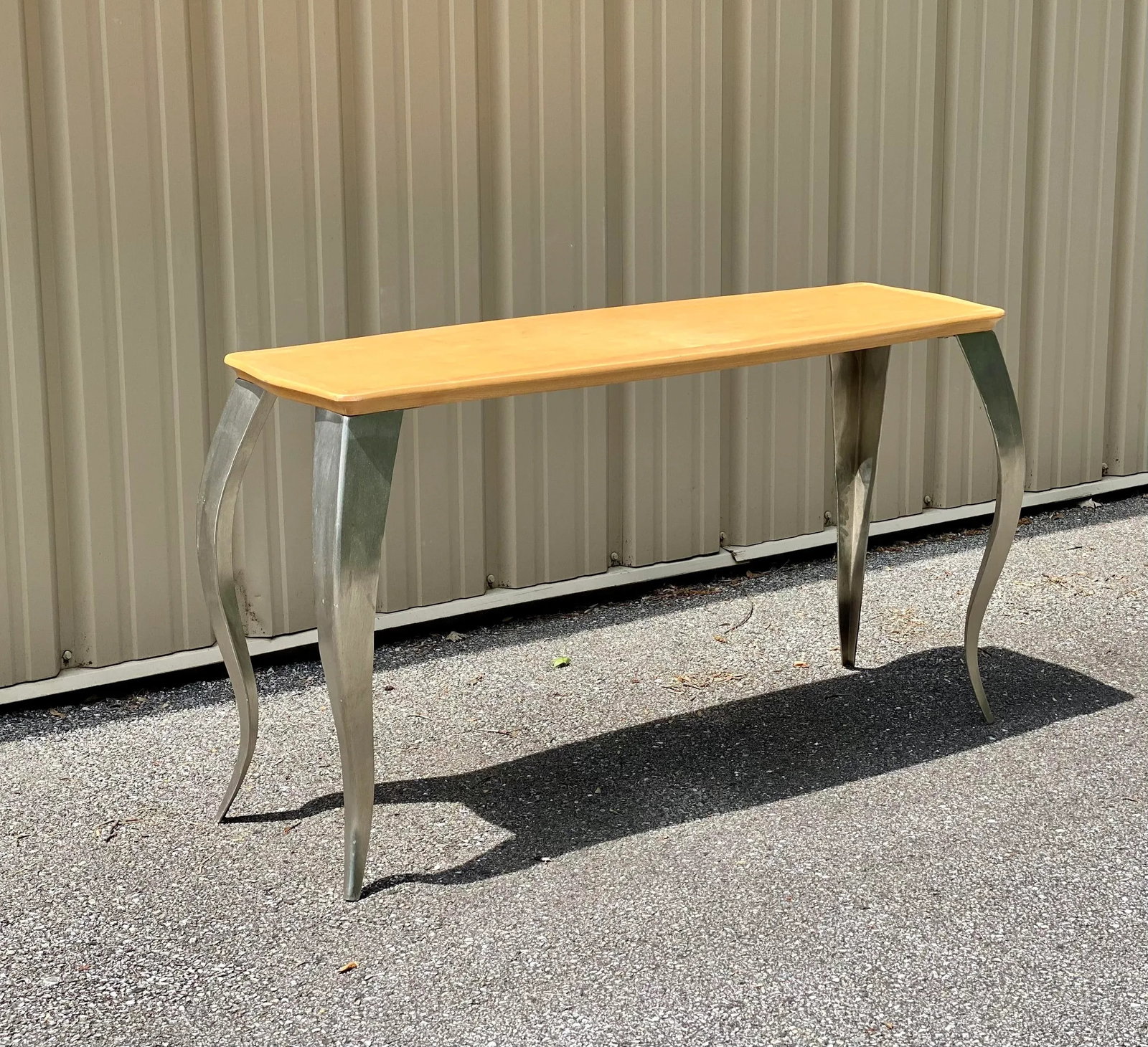 Late 20th Century Modern Squiggle Leg Console Sofa Table With Wooden Top - 13