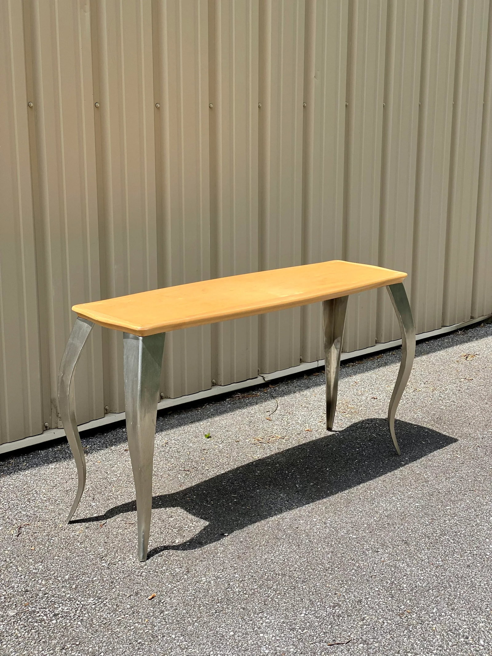 Late 20th Century Modern Squiggle Leg Console Sofa Table With Wooden Top - 2