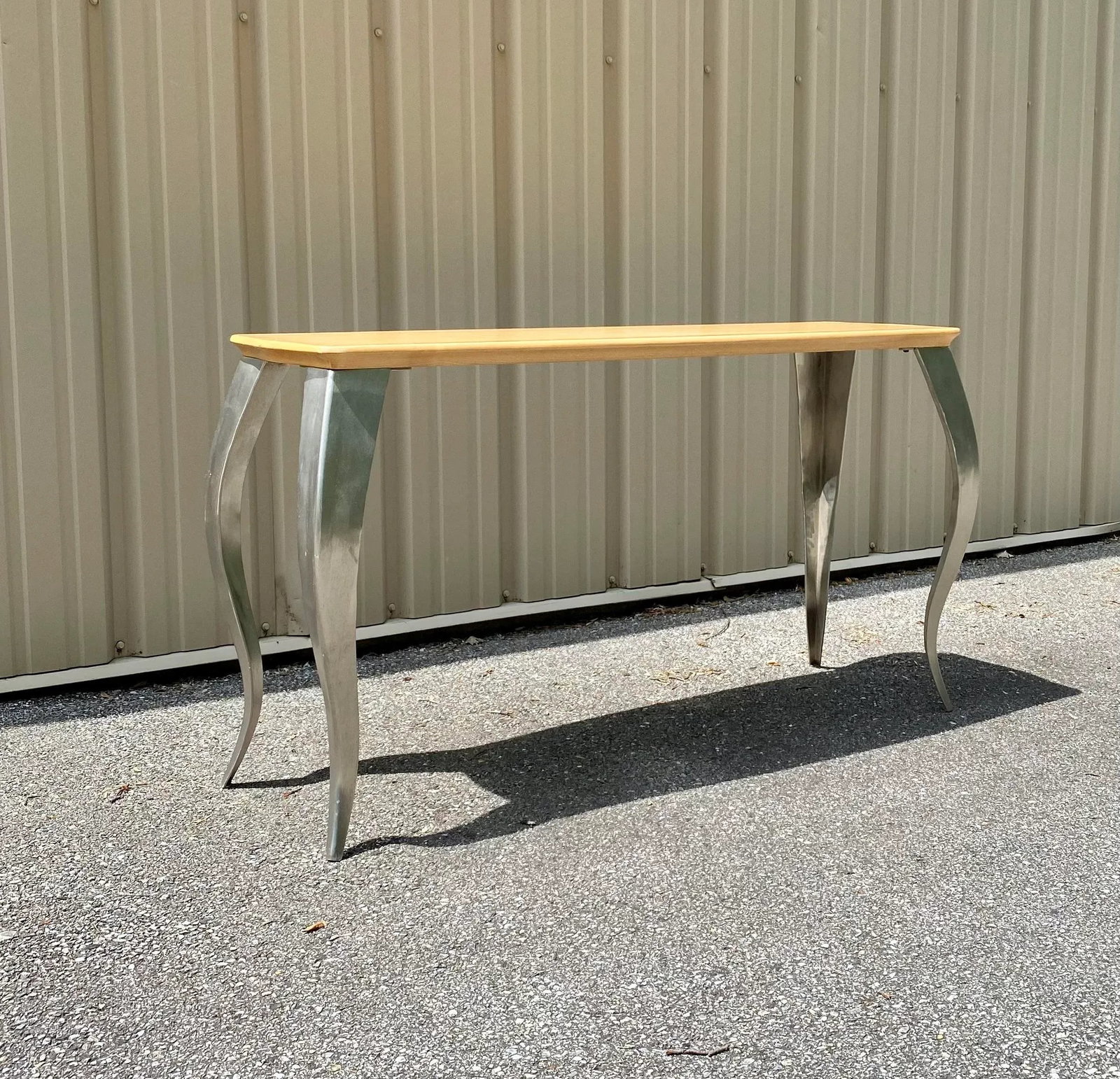 Late 20th Century Modern Squiggle Leg Console Sofa Table With Wooden Top - 3