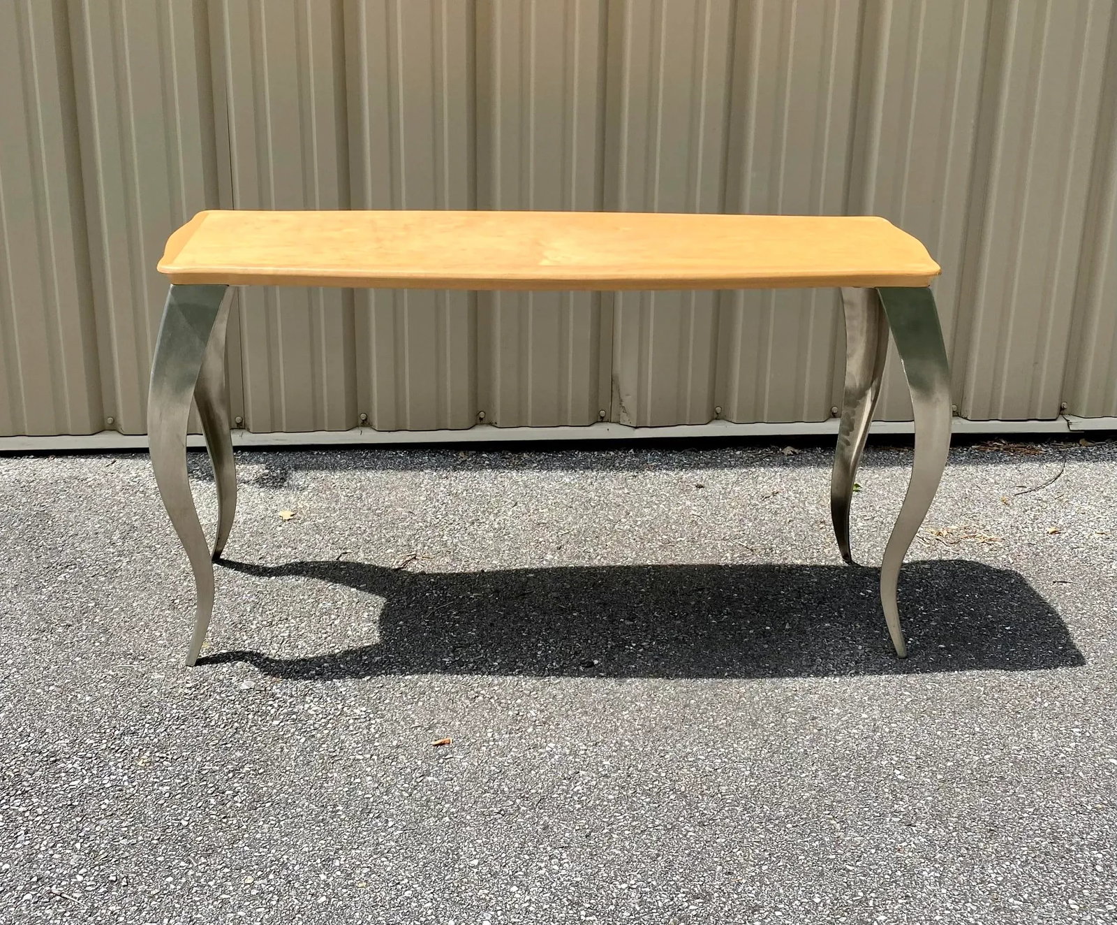 Late 20th Century Modern Squiggle Leg Console Sofa Table With Wooden Top - 4