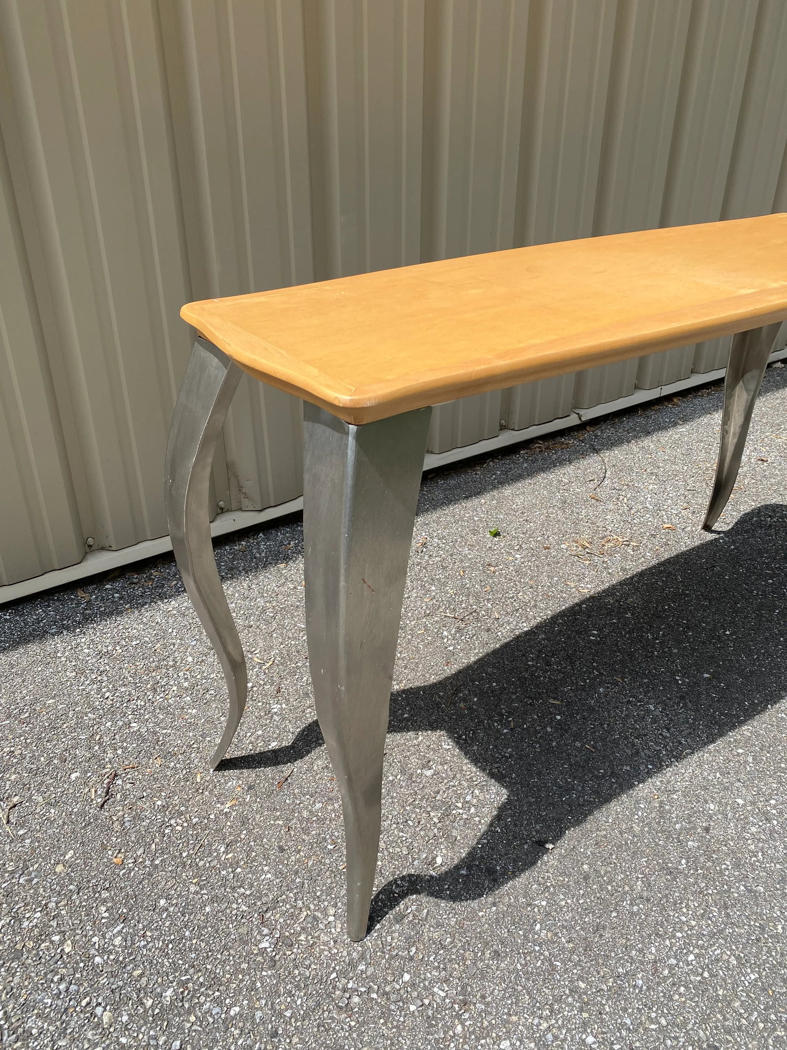 Late 20th Century Modern Squiggle Leg Console Sofa Table With Wooden Top - 9