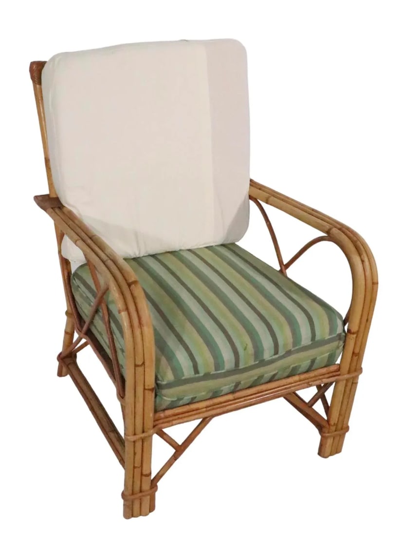 Pr. Mid Century Bamboo Lounge Arm Chairs C. 1950's - 11