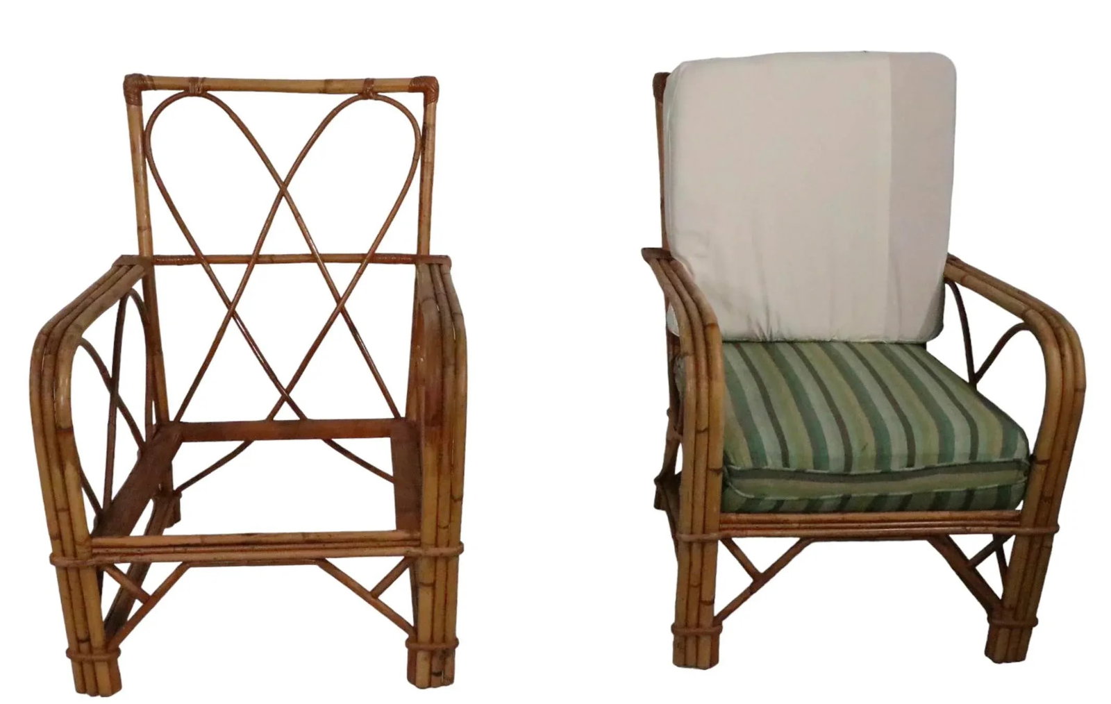 Pr. Mid Century Bamboo Lounge Arm Chairs C. 1950's - 12